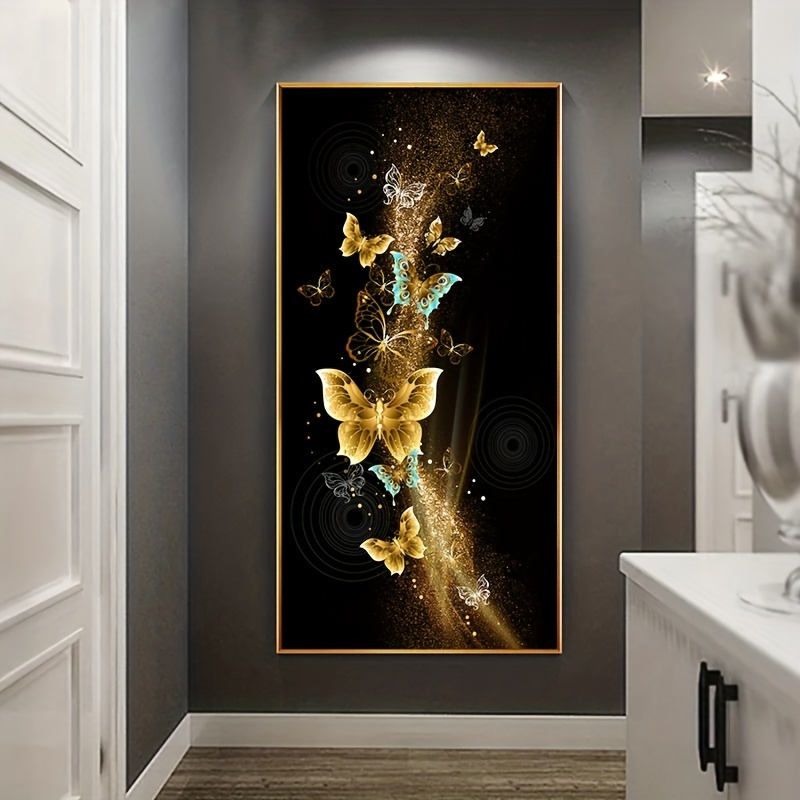 Abstract Canvas Paintings Luxury Butterfly Golden Leaves - Temu