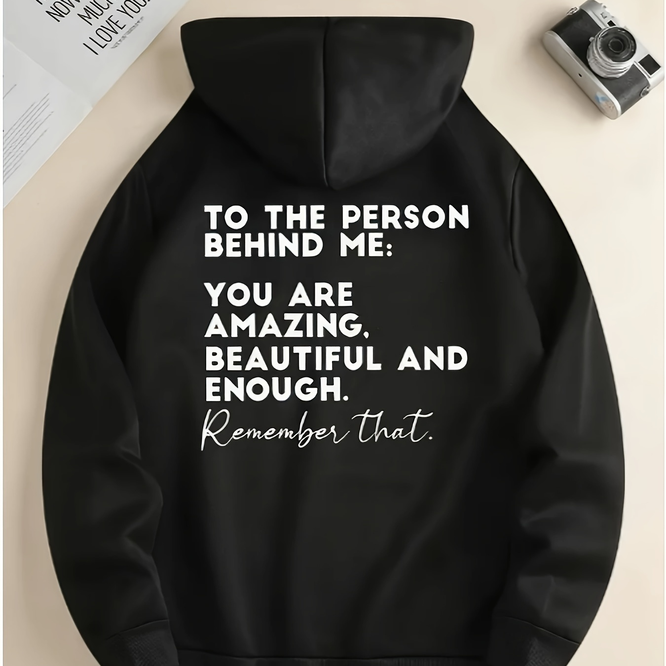 

Minimalist Letter Slogan Hoodie, Men's Cool Hoodie, Casual Graphic Design Pullover Hoodie And Kangaroo Pocket Street Clothing Autumn And Winter Hoodie