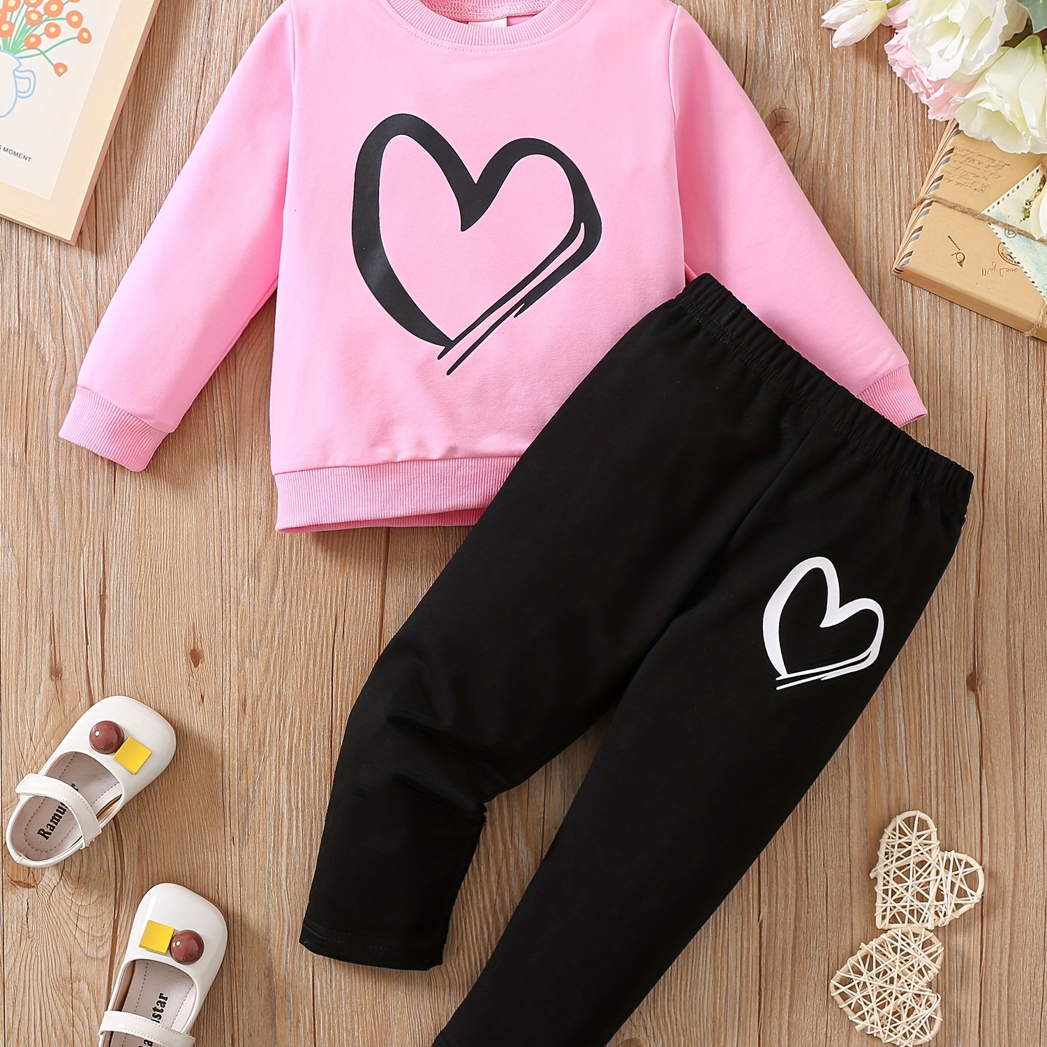 

Toddler Girl's 2pcs Sweatshirt & Sweatpants Set, Outfits, Kids Clothes For Fall