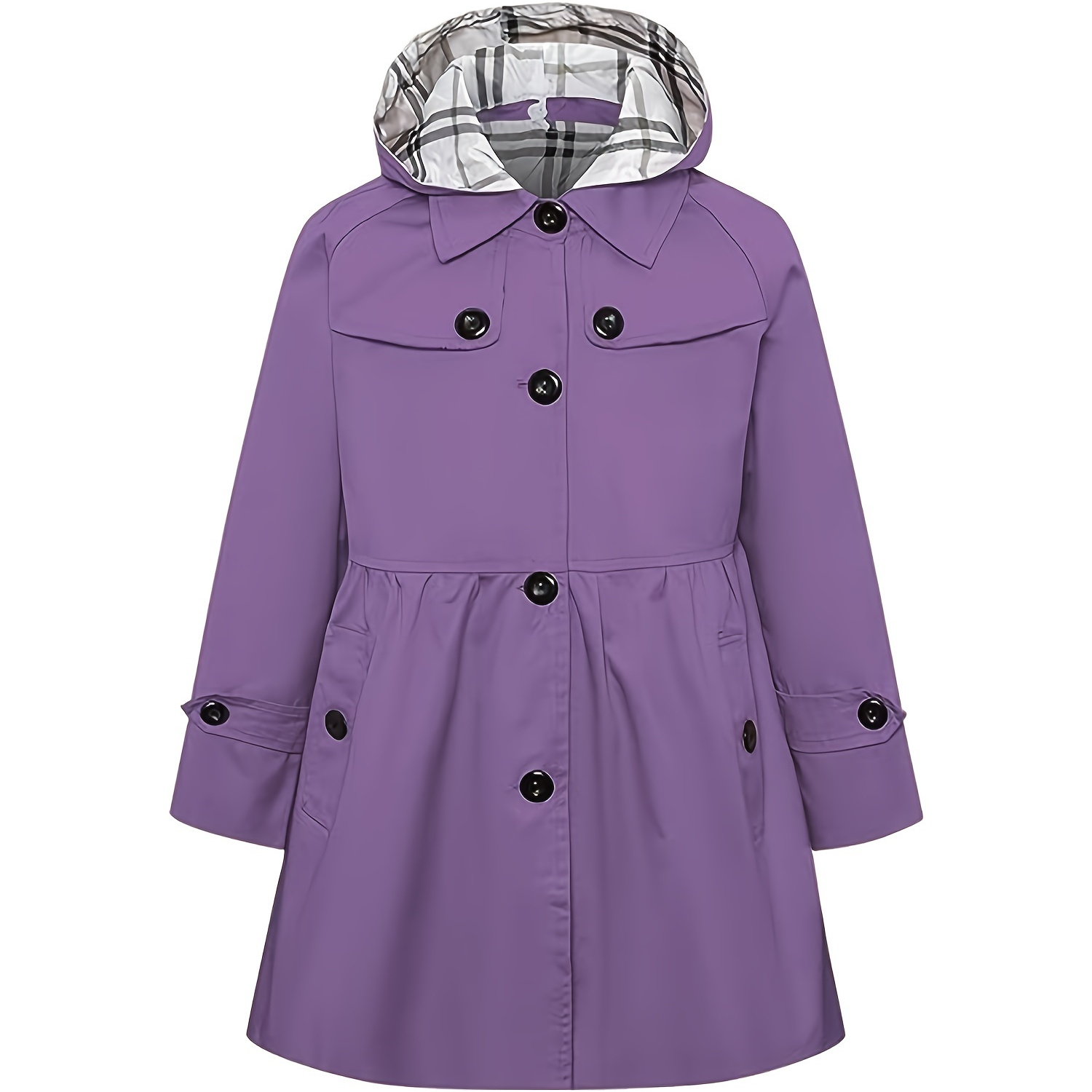 

Girls Jackets, Solid Hooded Trench Coat Outwear Long Dress Coats With Pockets