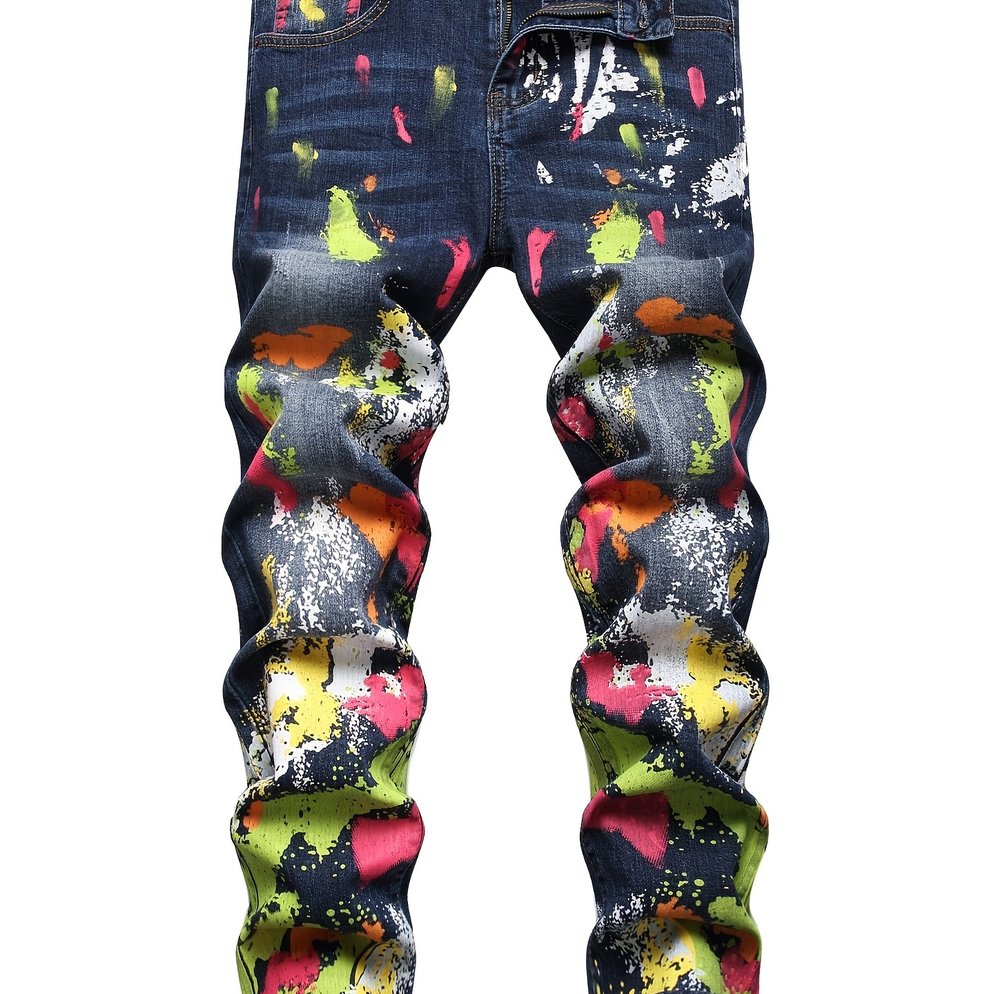 Boys Fashion Graffiti Slim Fit Denim Long Pants With Pocket, Kids Clothing For Spring And Autumn Outdoor