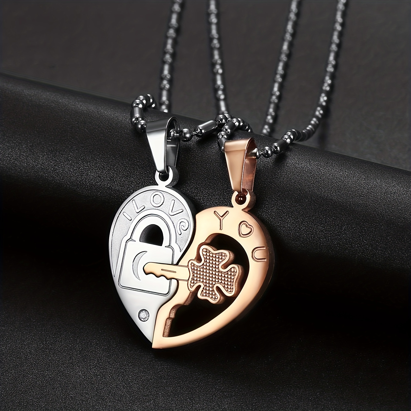 Key & Lock Necklace Pendant Friendship Adjustable Necklace Couple Friend Family Wish Pinky Promise C