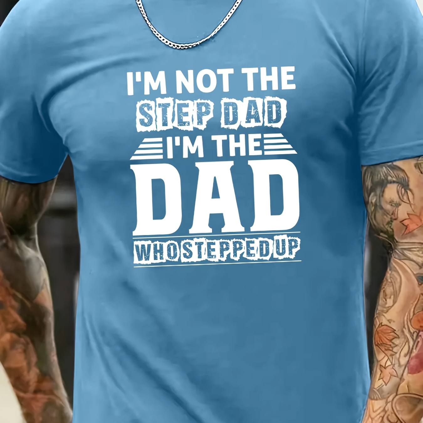 

Father's Day Dad Print Men's Short Sleeve T-shirts, Comfy Casual Breathable Tops For Men's Fitness Training, Jogging, Outdoor Activities Summer
