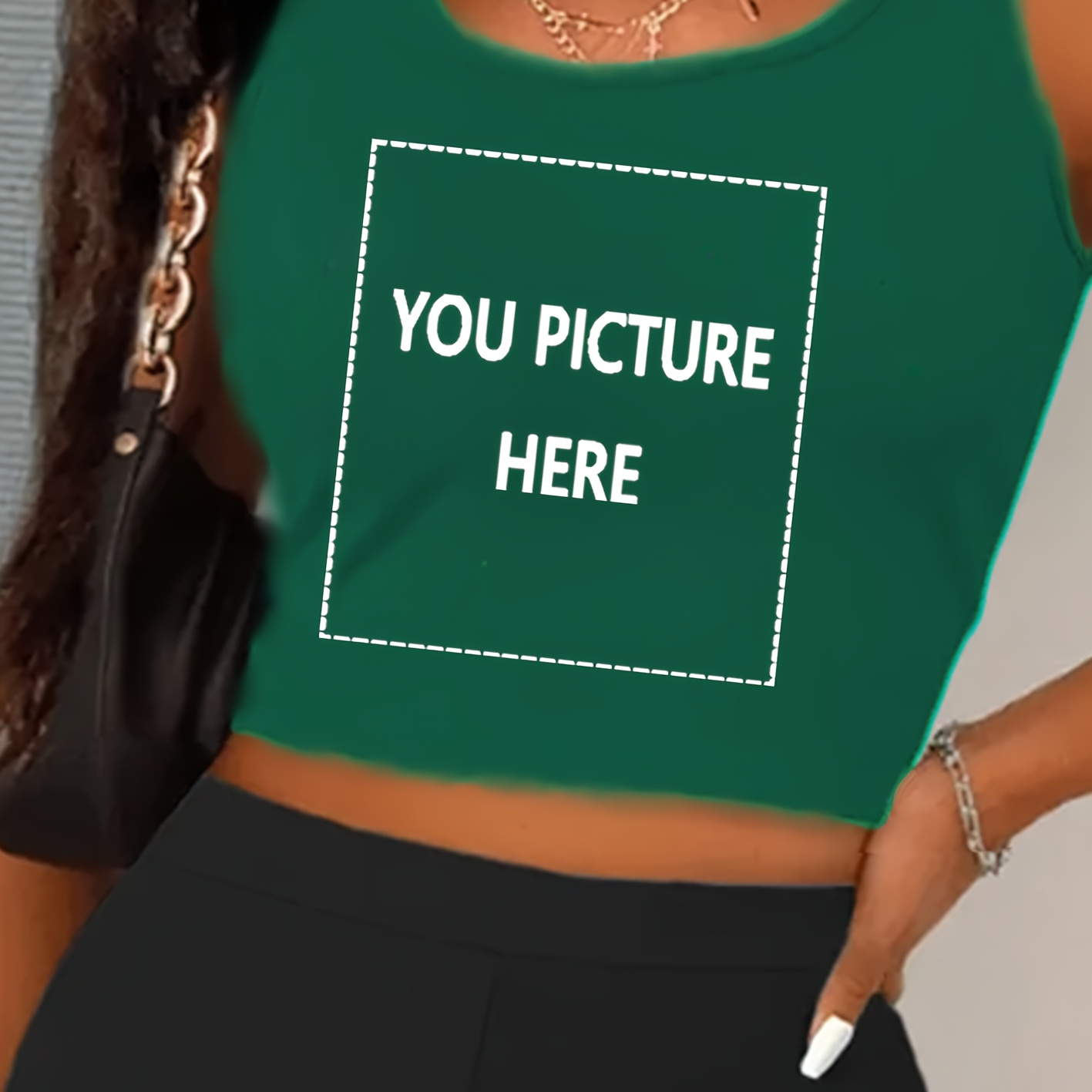 

Customized Picture Print Tank Top, Casual Sleeveless Crew Neck Crop Top For , Women's Clothing