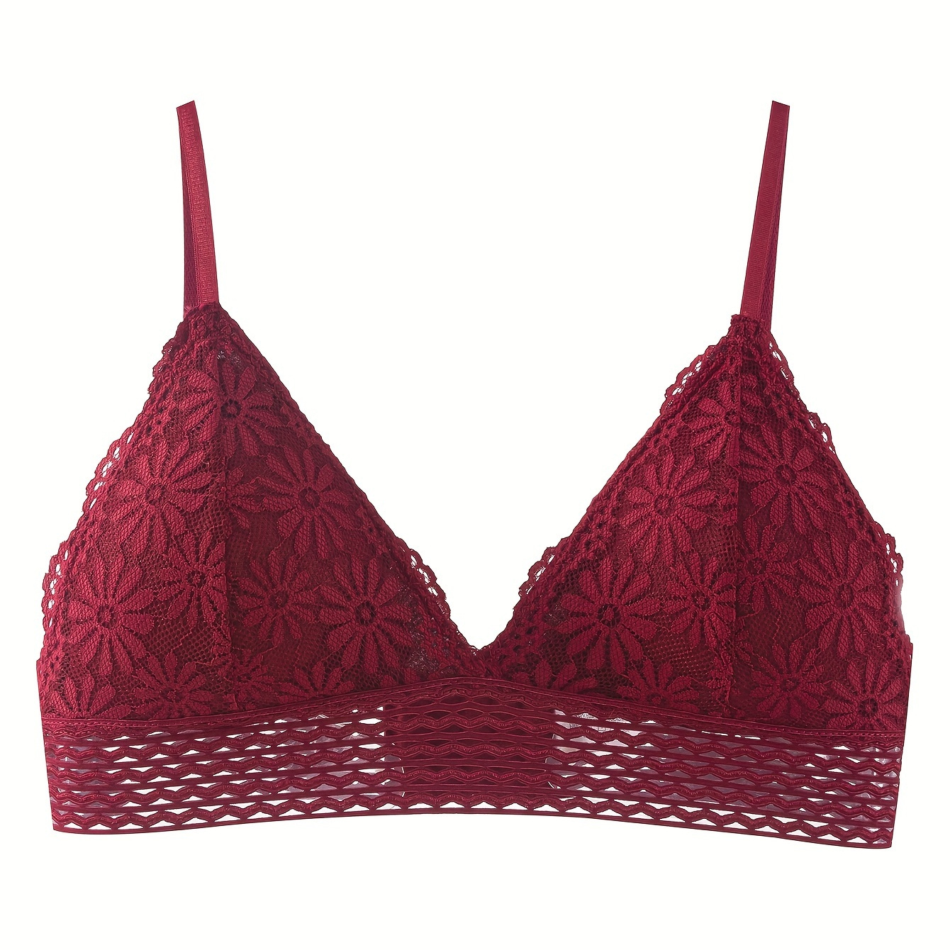 Contrast Lace Velvet Bra Panties Wireless Bra Elastic - Temu United Kingdom