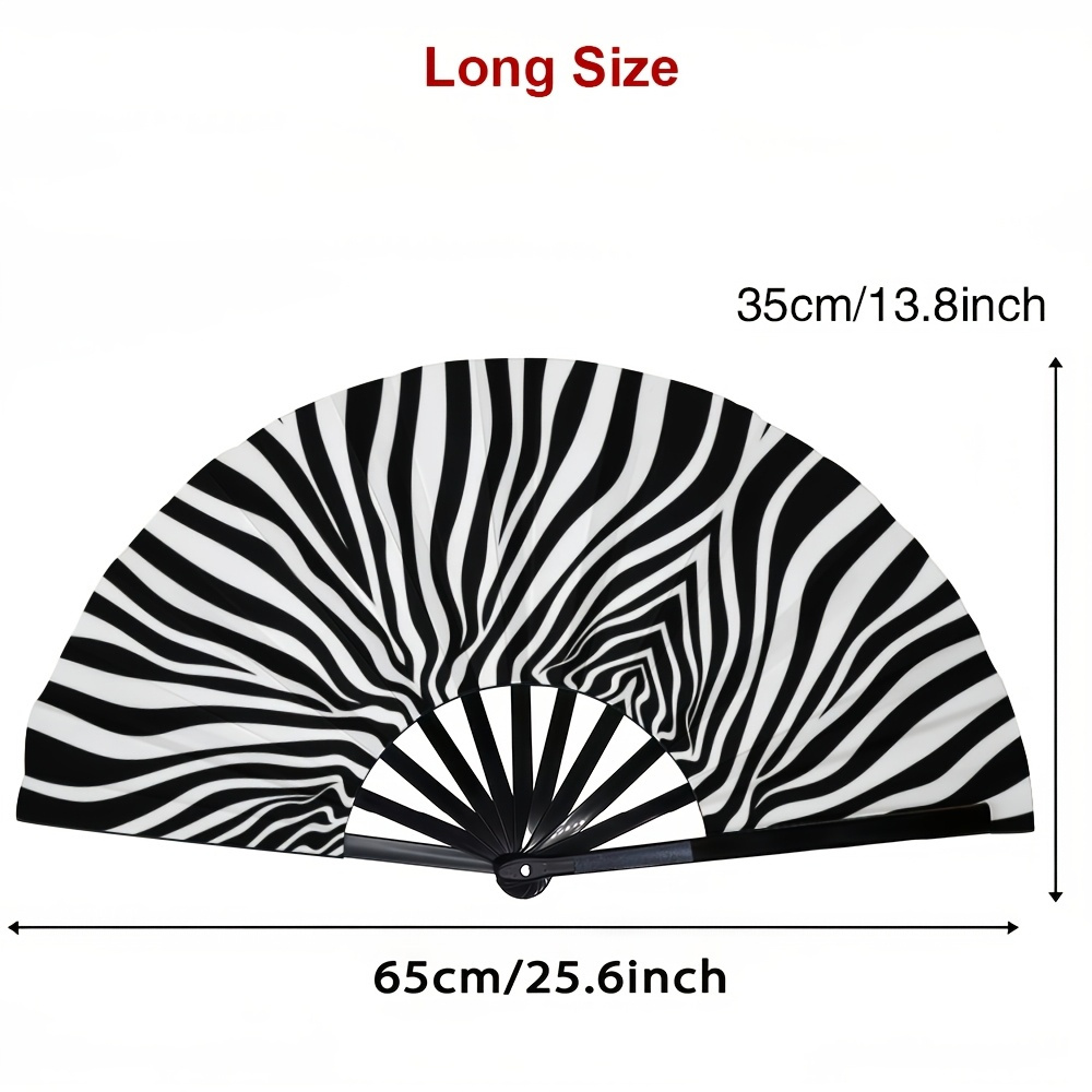 TEMU Éventail Artisanat Tendance, Éventail Pliant Psyédélique Dynamique Rayé , Éventail Portable Léger et Durable en Plastique, Adapté aux Fêtes