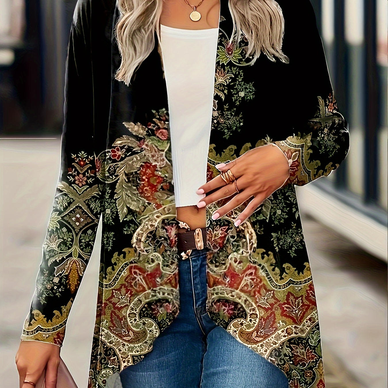 

Spring And Autumn New Women Tops Printed Cardigan Casual Long-sleeved