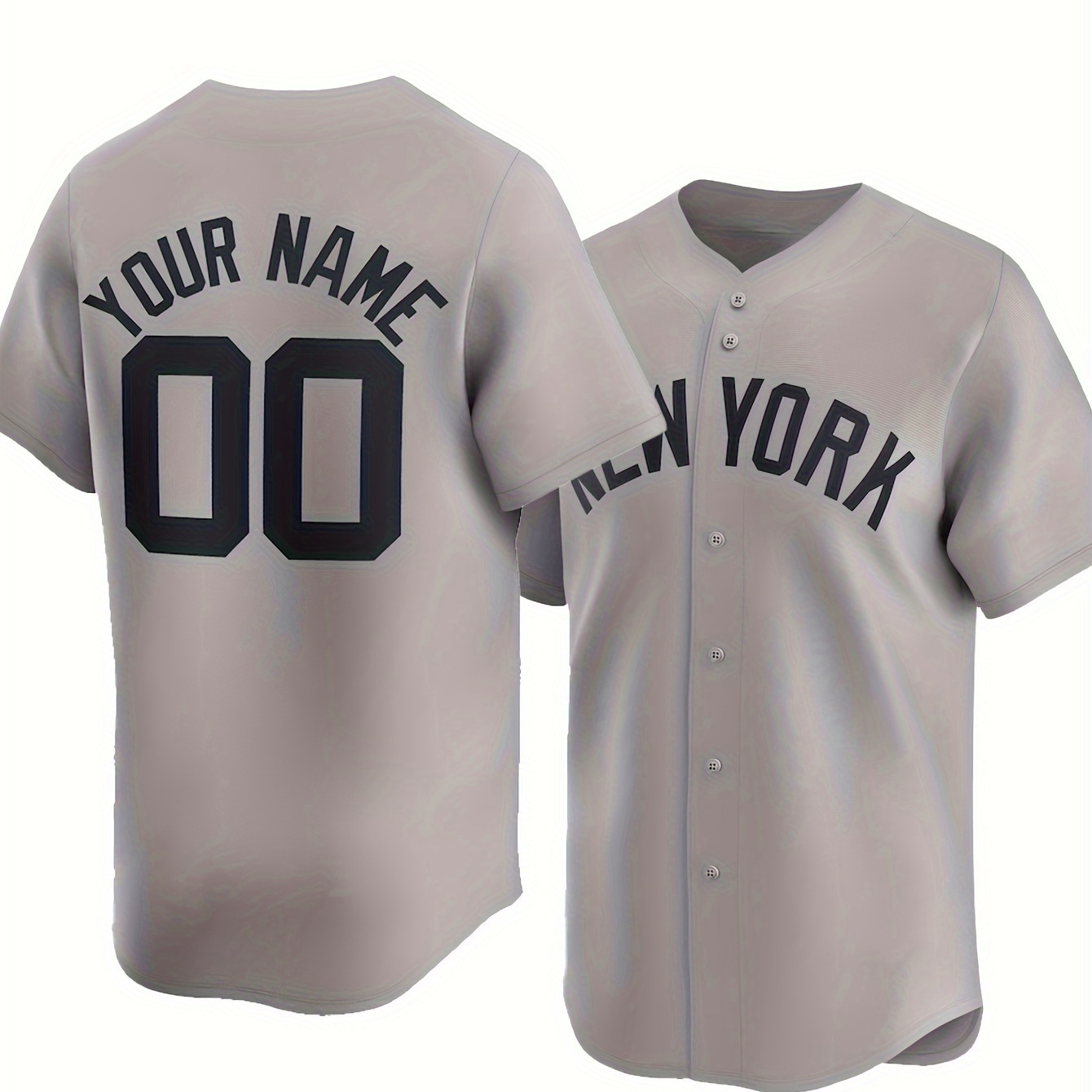 

Customized Name And Number Embroidery, Men's V-neck Baseball Jersey, Comfy Top For Training And Competition