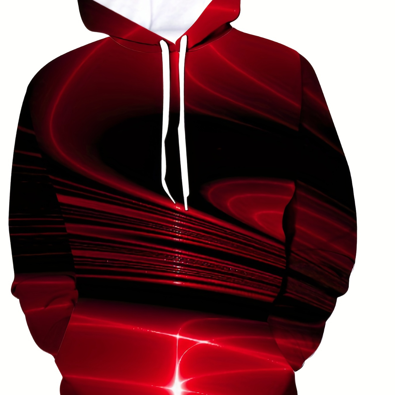 Plus Size Men's 3D Swirling Pattern & Light Graphic Print Hooded Sweatshirt For Spring/autumn, Stylish Personalized Oversized Long Sleeve Hoodies For Males, Men's Clothing