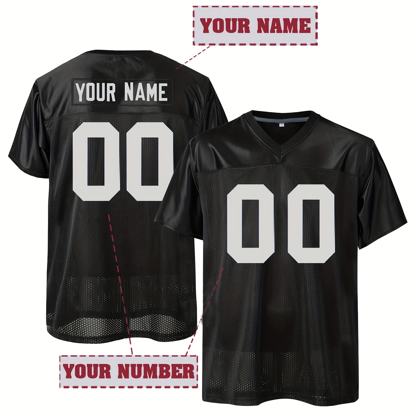 

Customizable Sports Jersey For Men – Personalized Name & Number, V-neck, Embroidered Detail, Polyester Athletic Shirt, Loose Fit For , Training, And Outdoor Activities – All