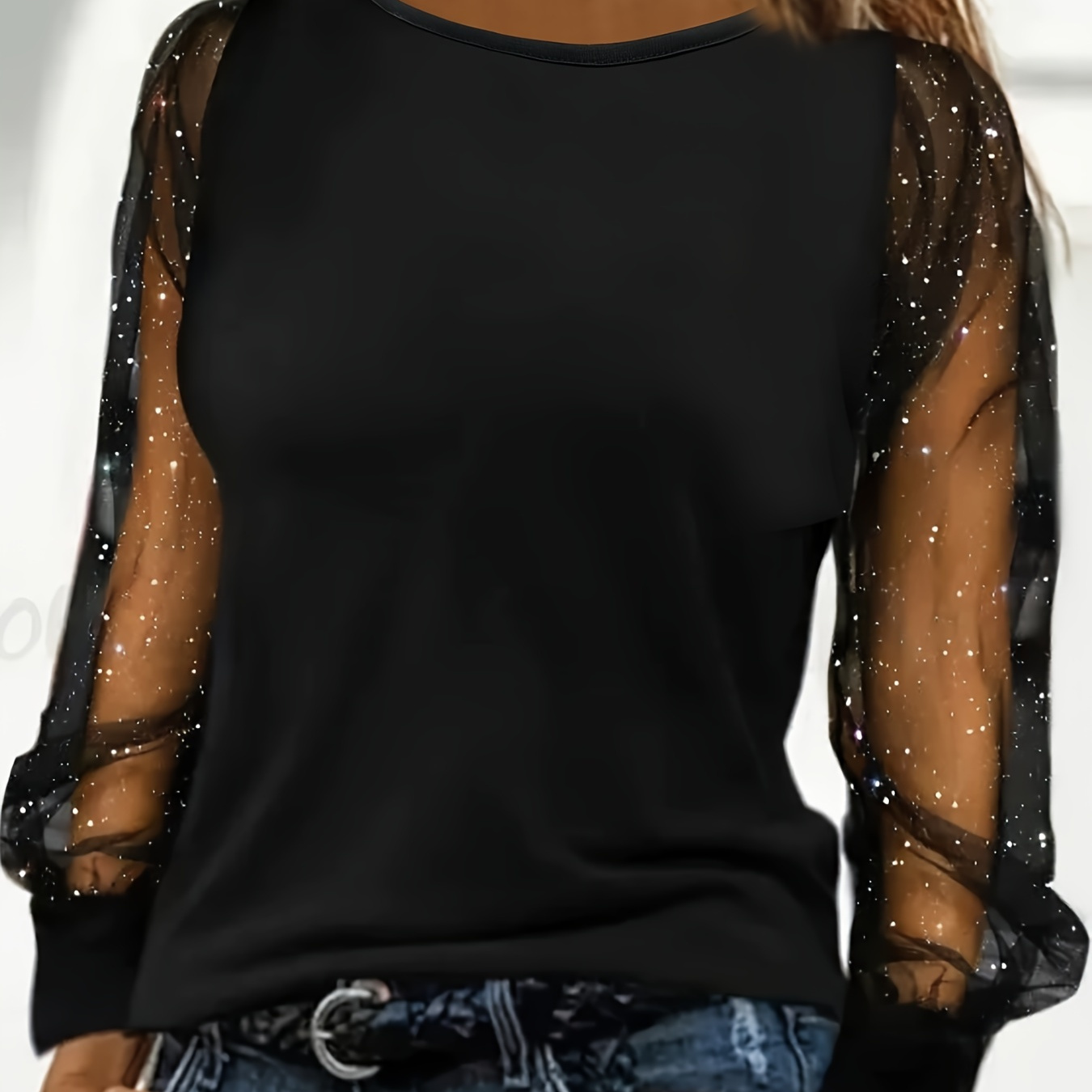 

's Plus Size Long T-, Fashionable Panels, Top