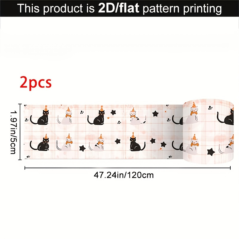 TEMU 2 Rolls 2d Flat White Background Self-adhesive Seaming Tape - Cute Dark Elf Style, Self-adhesive Sealing Tape For Home Decoration. Applicable