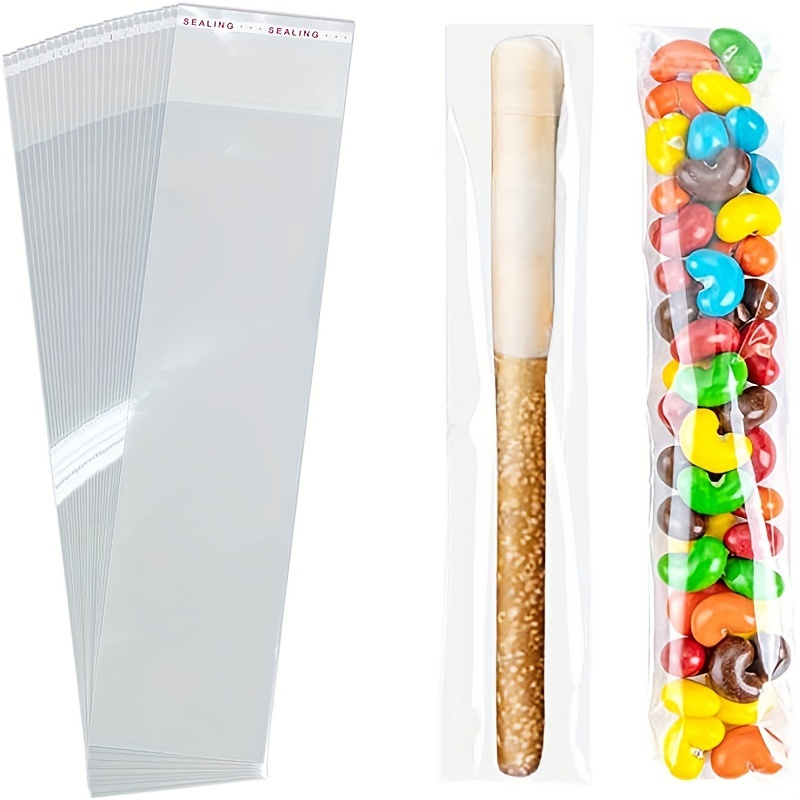 

100pcs Self Sealing Cellophane Bag Treat Bags Adhesive Clear Cello Cookie Bags Resealable Cellophane Bag For Packaging Gifts, Cookie, Favors, Ornaments, Products, Candy (2x8 Inch)(2x10 Inch)