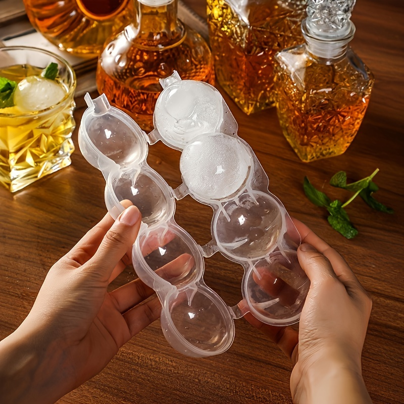 1pc Ice Cube Tray Ice Ball Maker Mold 4 Ice Cubes Silica Gel For Freezer  With Lid Round Whiskey Sphere Craft Ice Molds For Cocktails Bourbon - Temu