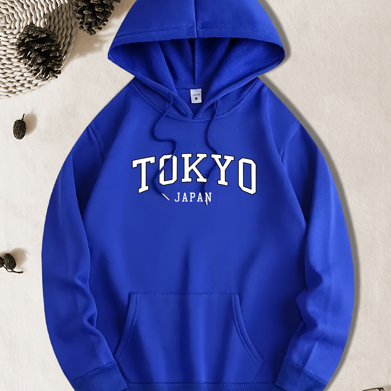 

Tokyo Print Kangaroo Pocket Hoodie, Casual Long Sleeve Hoodies Pullover Sweatshirt, Men's Clothing, For Fall Winter