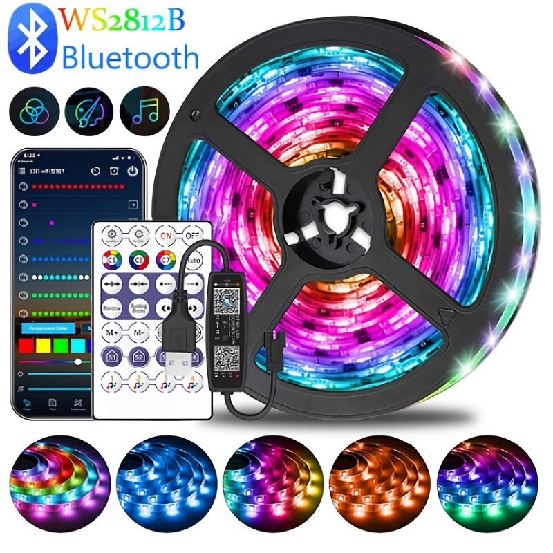 1set Led Strip Light Dream Color Ws2812b With Remote Control 5v ...