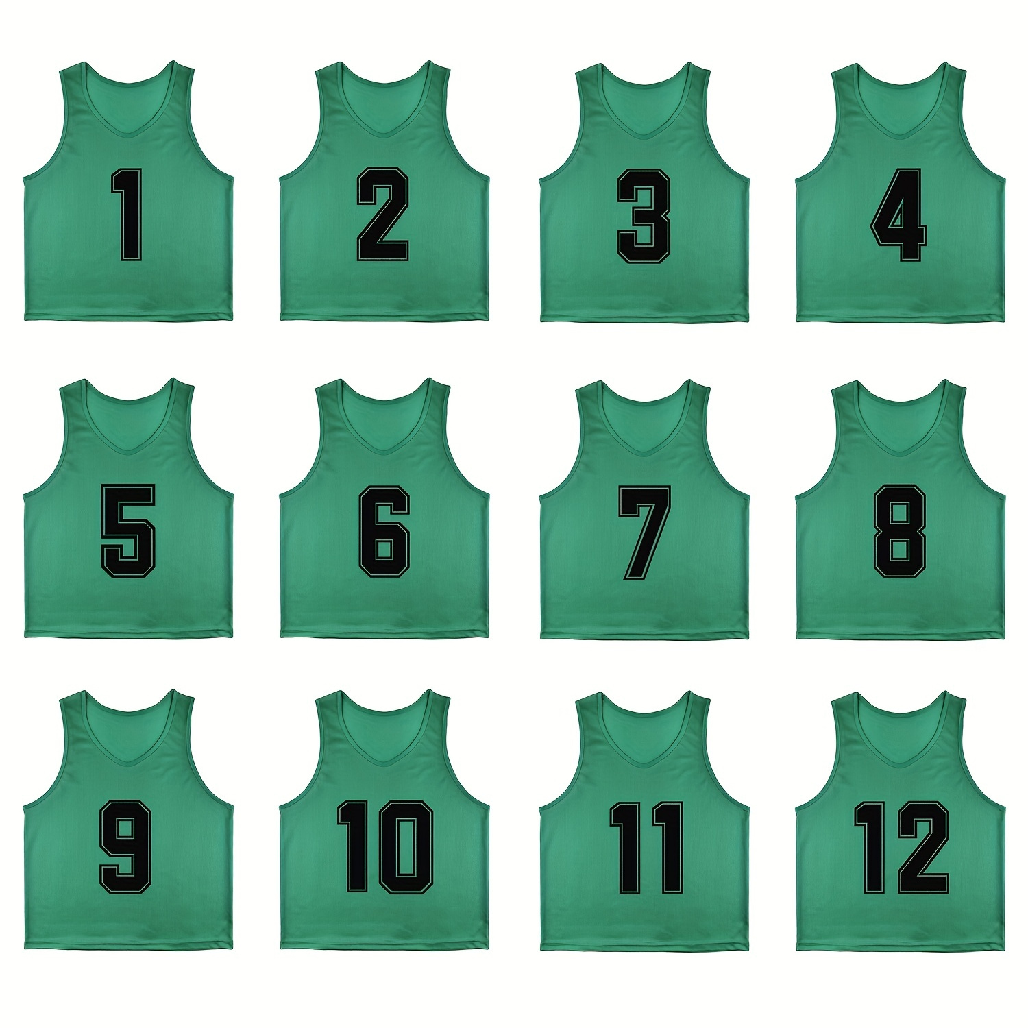 

Numbered 1-12 Mesh Scrimmage Team Practice Vests Pinnies Jerseys For Adult Sports Basketball, Soccer, Football (12 Jerseys)