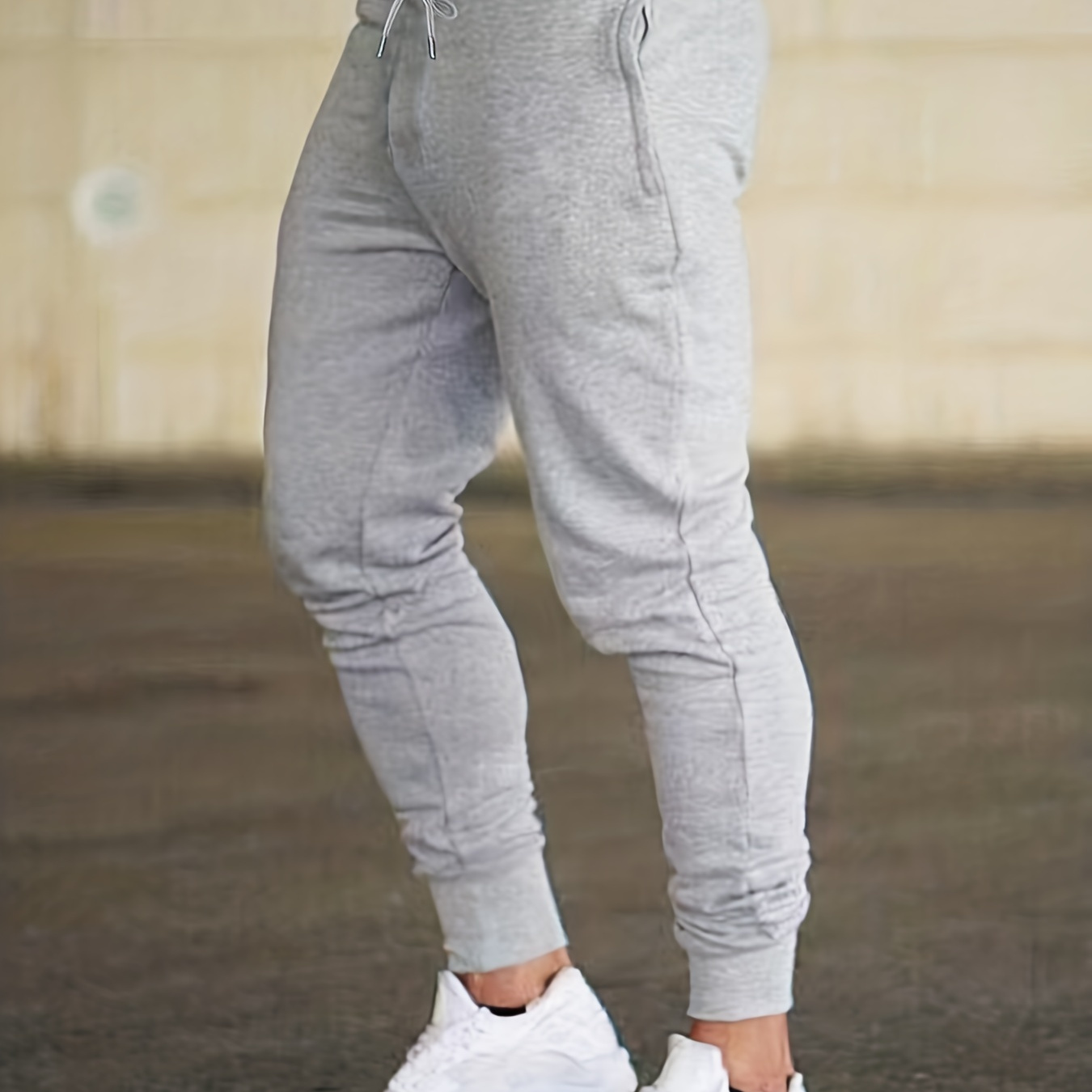 Solid Color High Waist Cinch Bottom Sweatpants Loose Pocket - Temu United  Kingdom