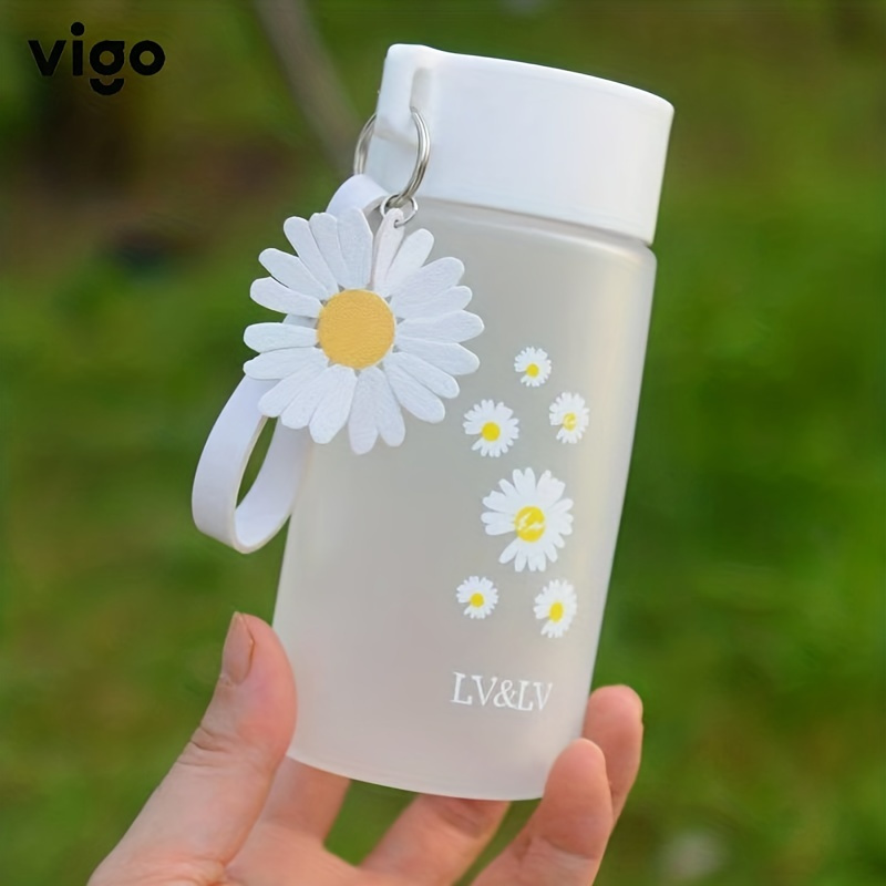 500ml Kawaii Small Daisies Milk Water Bottle With Straw Portable Leakproof  Frosted Glass Fashion Cute Drinking Coffee Cup