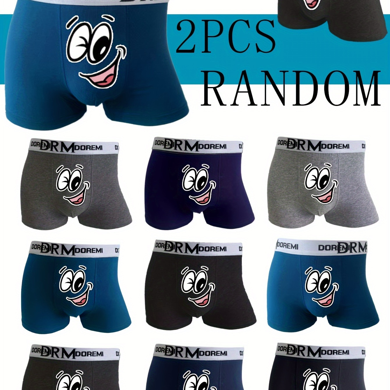 

2pcs Cartoon Pattern Men's Cotton Sexy Low Rise Trendy Underwear, Breathable Comfy Stretchy Briefs, Casual Underpants