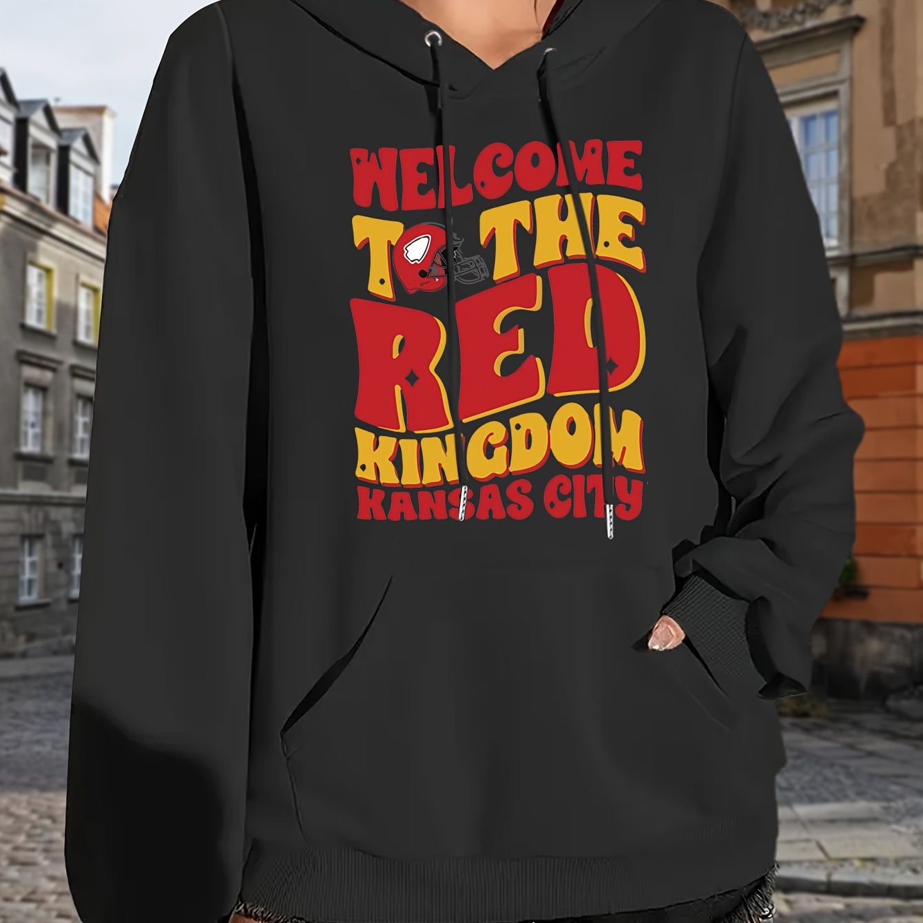 

Red And Print Women Day Black Sweatshirt, Women Fashion Leisure Sports Pullover, Women Football Fans Sweatshirt, Football Season Hoodie, Autumn And Winter Hoodie, As Gift