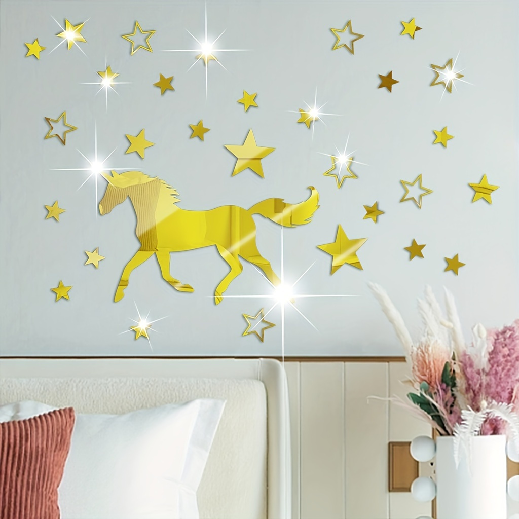 25 pcs Licorne Autocollant Miroir Autocollant Amovible - Temu Belgium