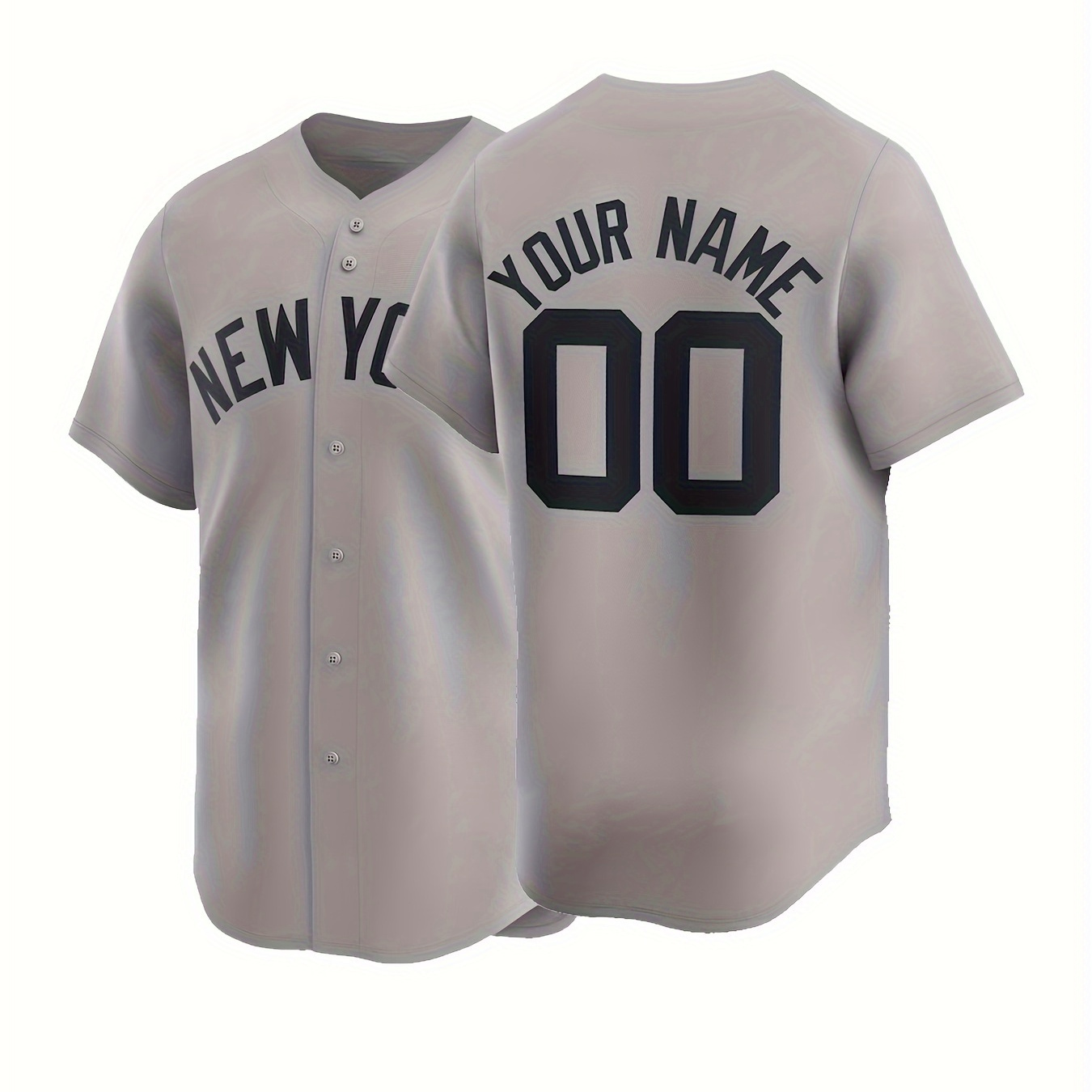 

Men's Customized V-neck Baseball Jersey, Embroider Customized Name & Number, Comfy Top For Summer Sport