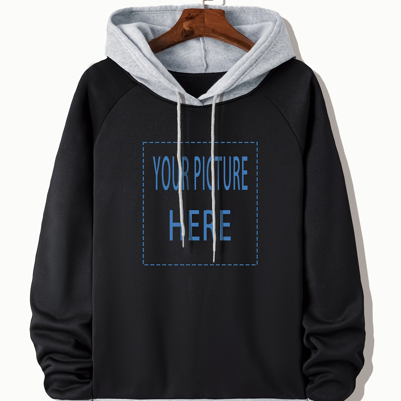 

Plus Size Men's Color Matching Personalized Hoodie, Casual Breathable Long Sleeve Customize Hooded Sweatshirt For Outdoor, Men's Clothing
