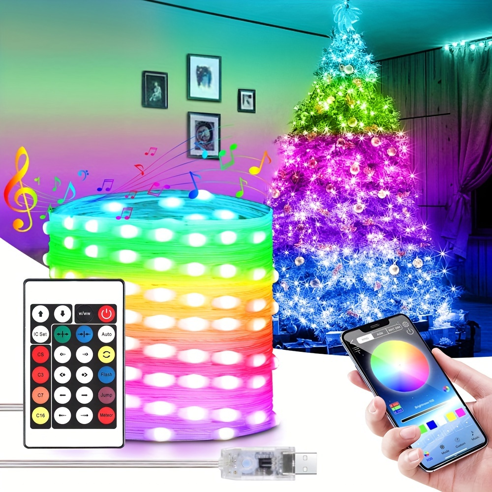 Smart App & Remote Control Christmas Tree Topper,10m USB Plug in Timer Xmas  Decorations 