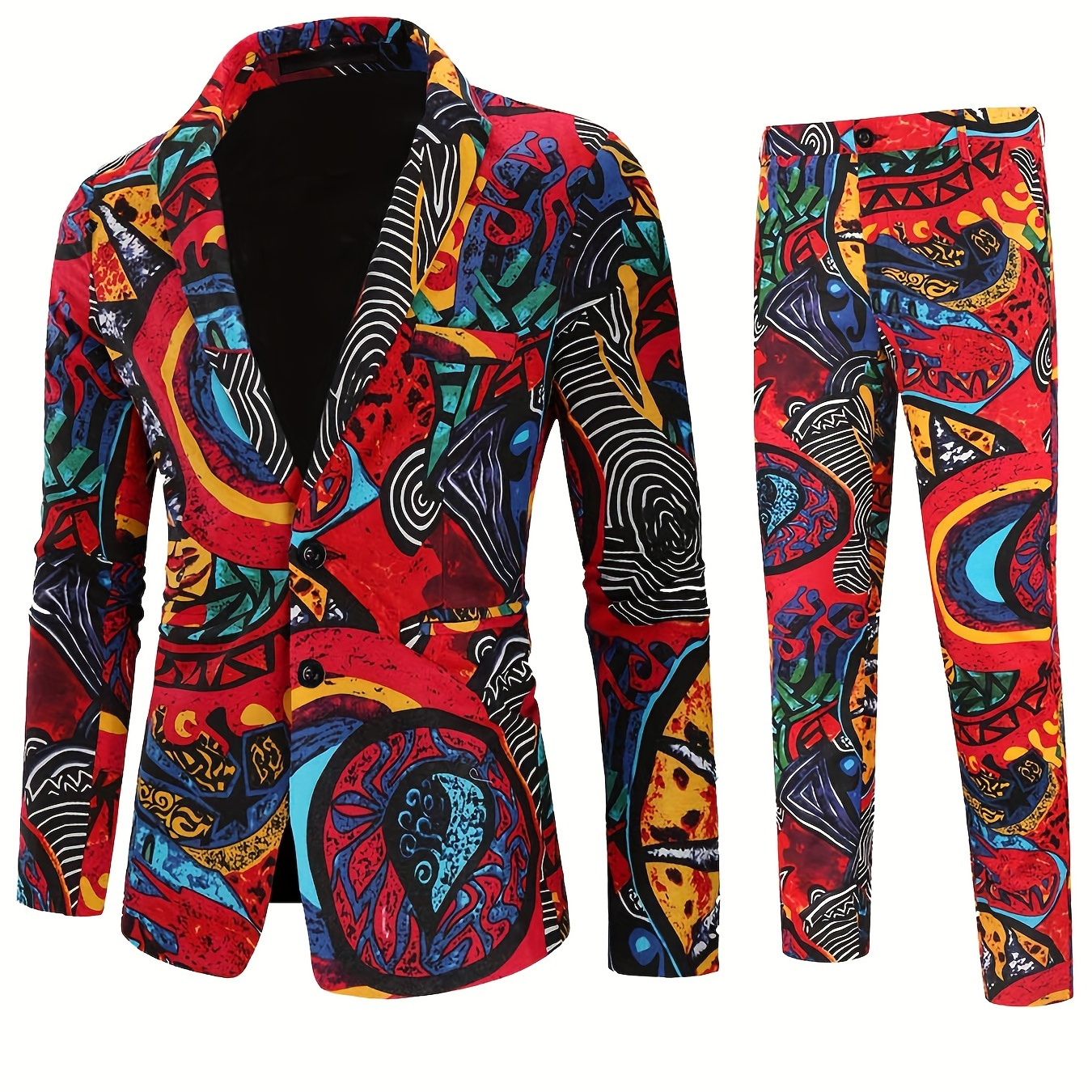 

2pcs/set Suits, Men's Colorful Lapel Blazer & Pants, Business Suit For Casual Occasions