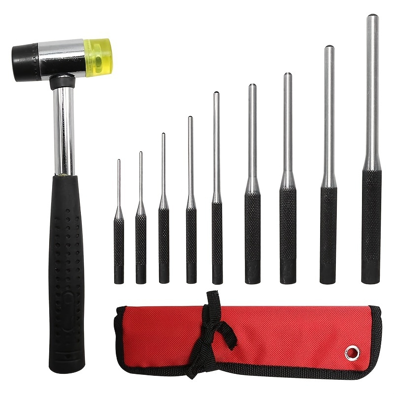 9Pcs Durable Steel Roll Pin Punch Set Tool Kit For Removing Pins