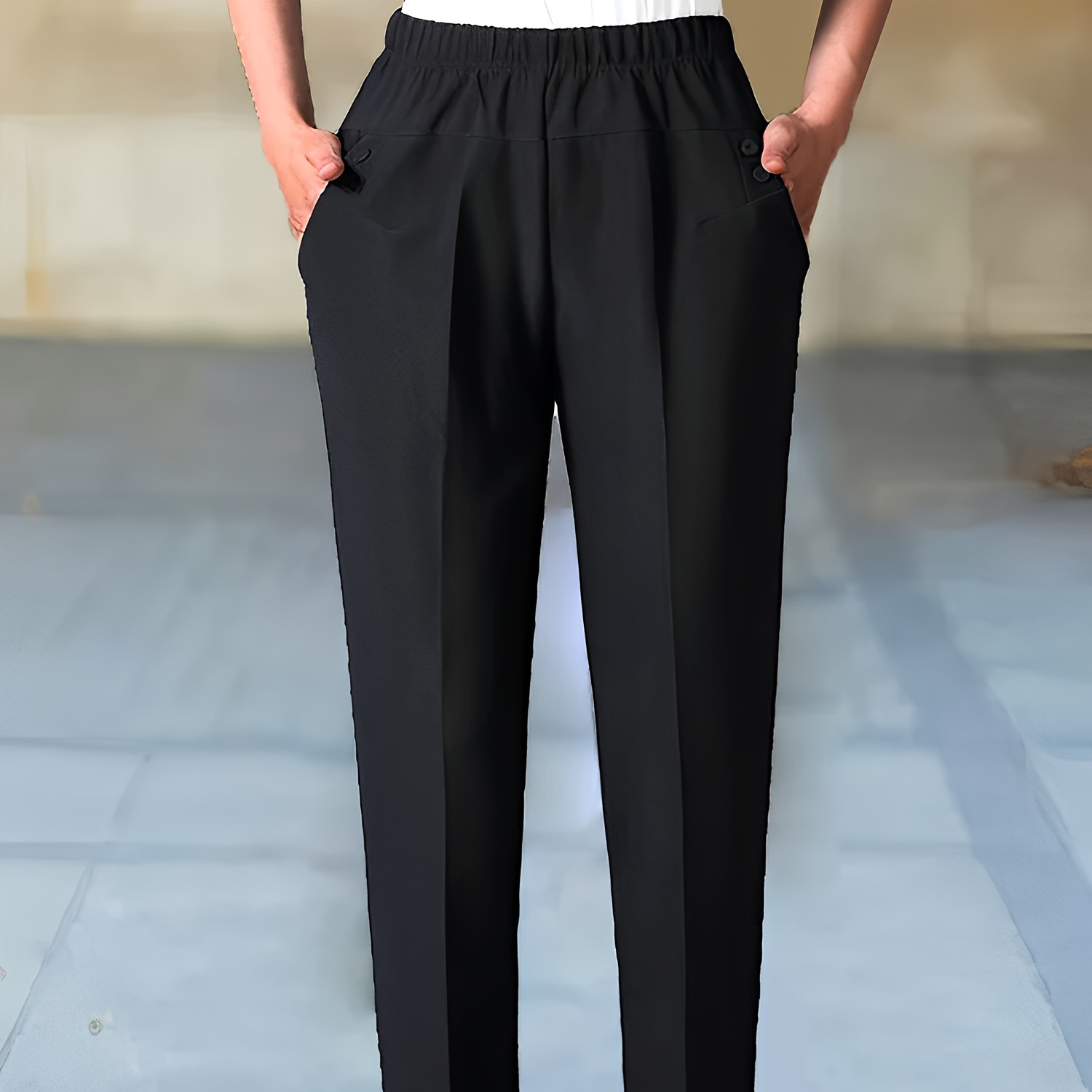 

Women's Tapered Pants - Waist, , Non-stretch Polyester , - &