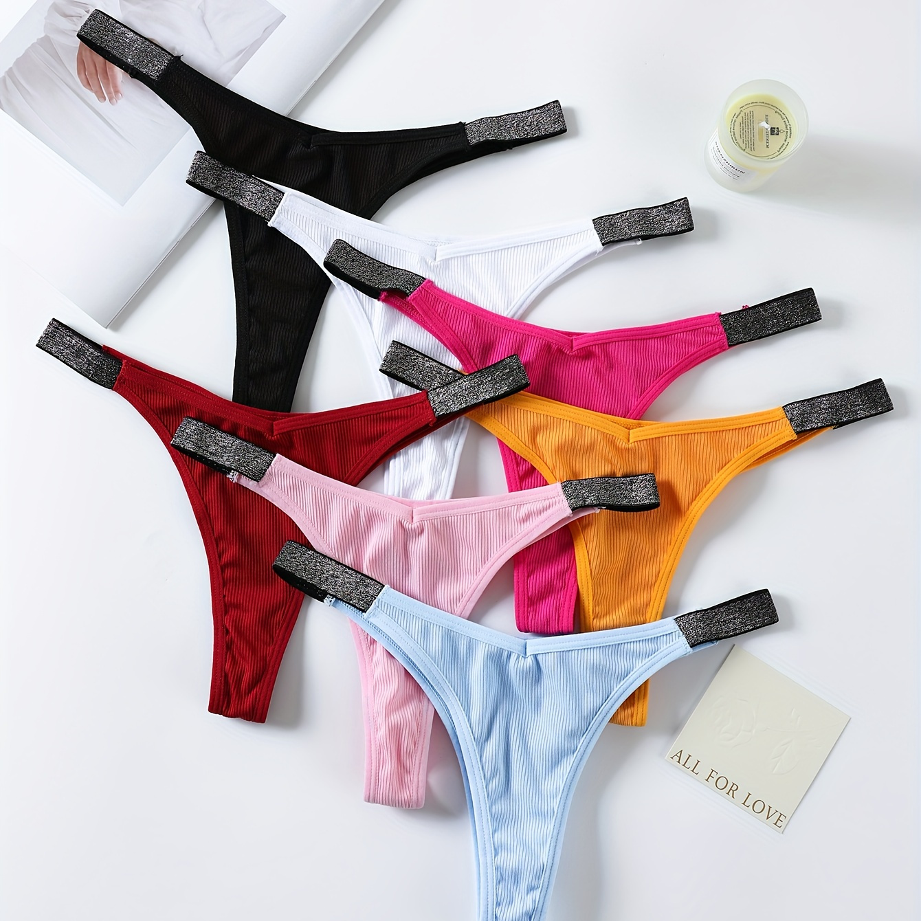 Ribbed Knit Underwear Panties Low Cheeky Panty Set - Temu