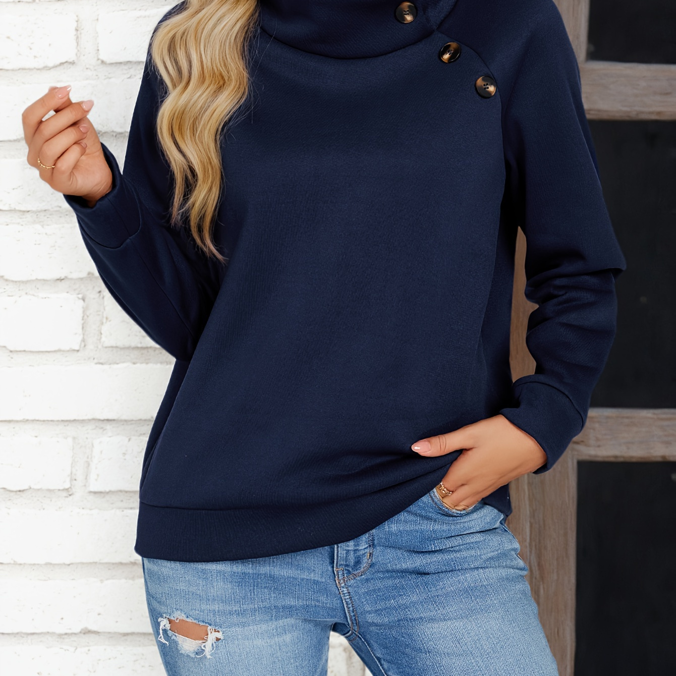 

Sweatshirt, Raglan Long Sleeve Stand Sweatshirt For Fall & , Women's Clothing