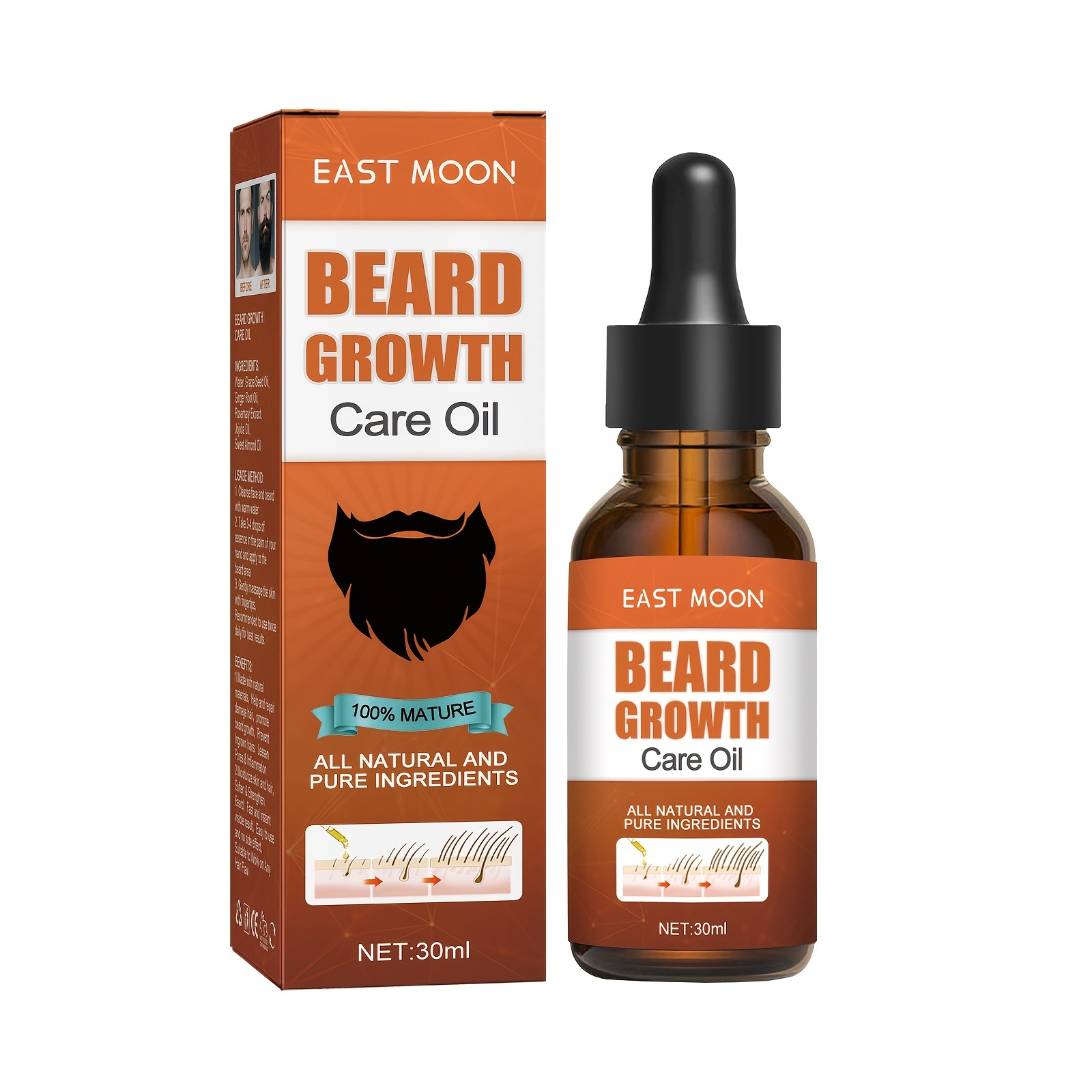 1pc Beard Growth Care Oil Mens Beard Nourishing Strong Bushy Care