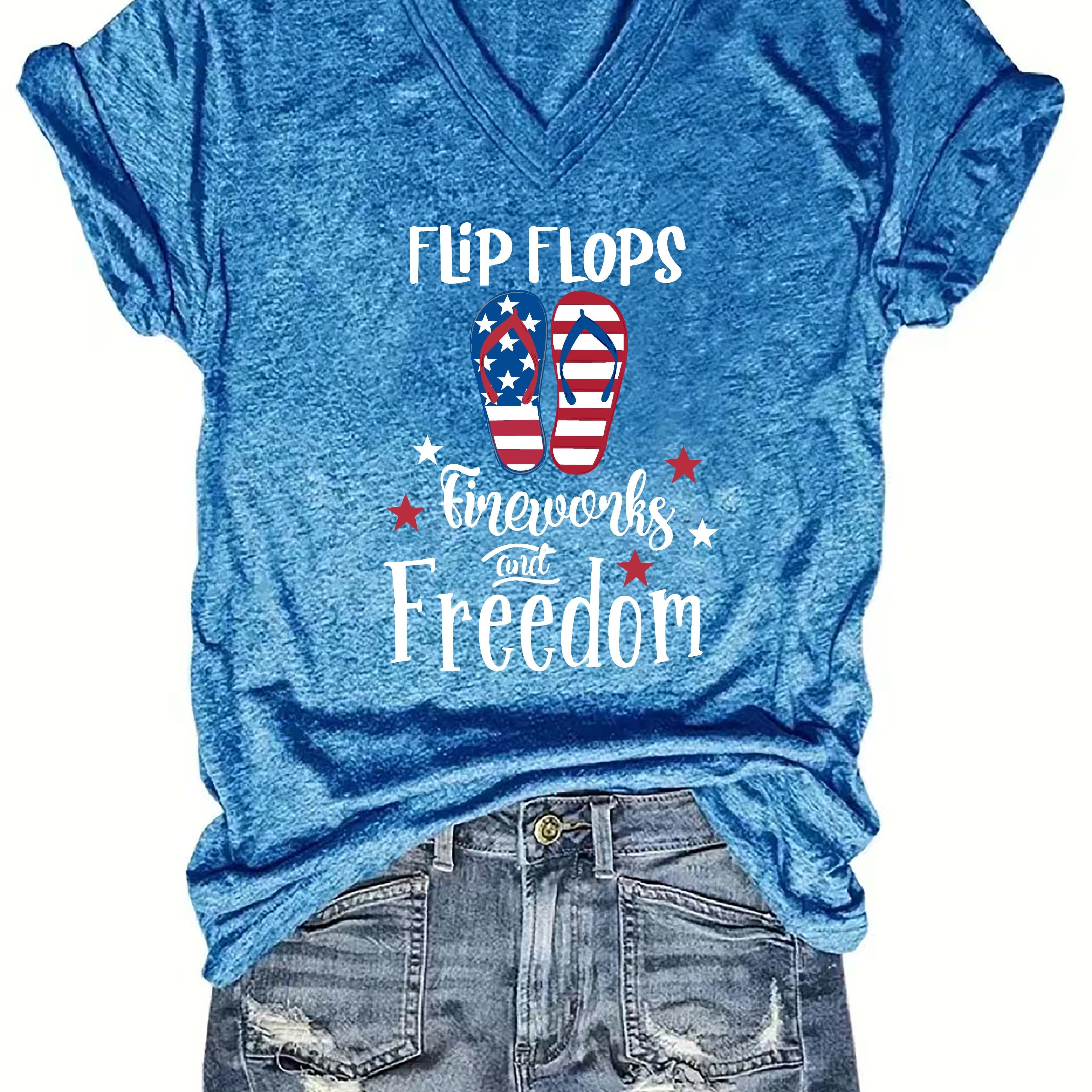 

Graphic & Letter Print V Neck T-shirt, Casual Short Sleeve Top For Spring & Summer, Women's Clothing
