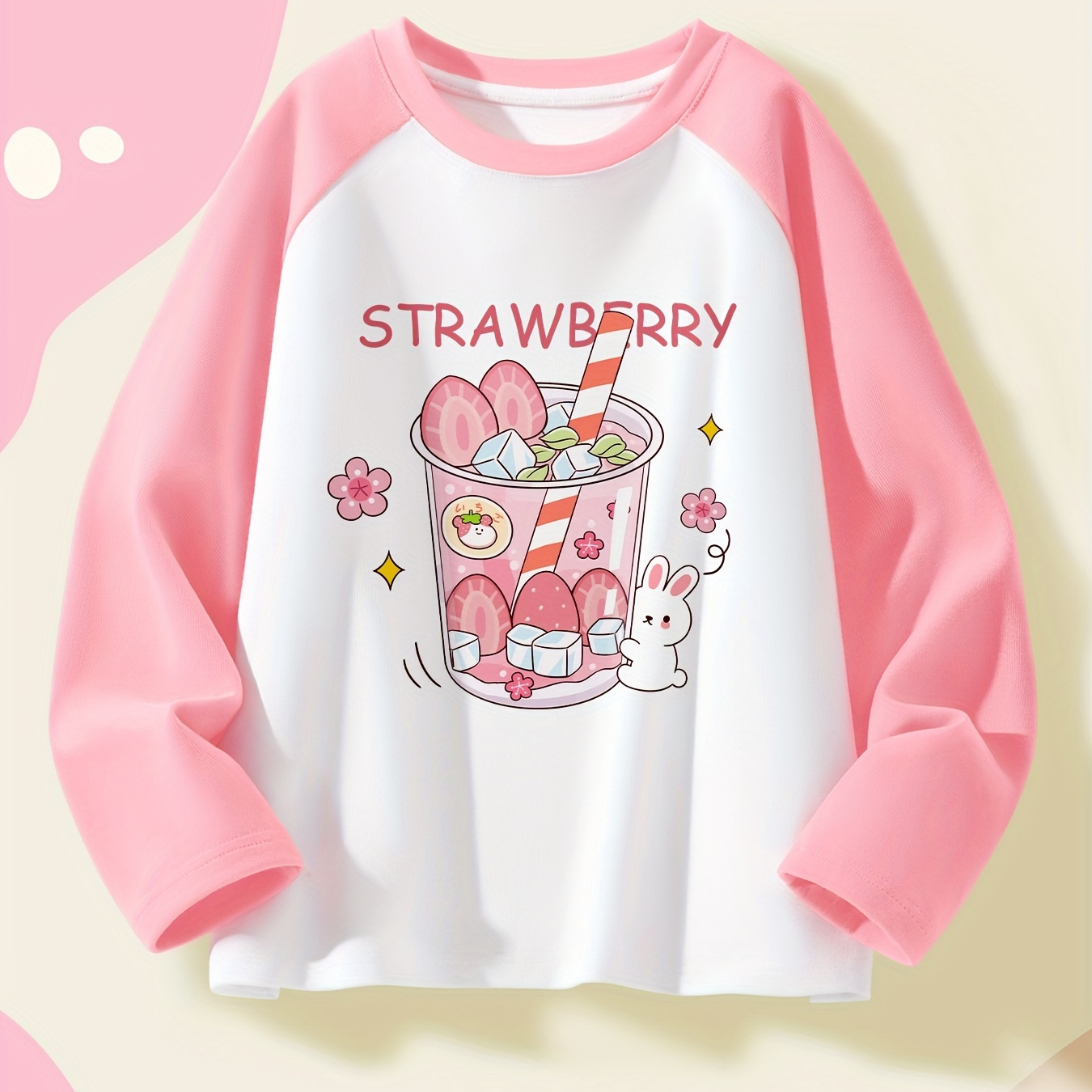 

Mianzhi Cartoon Print Long Sleeve T-shirt For Girls, Soft Cotton, Casual Spring/autumn Toddler Clothing, Relaxed Fit, Machine Washable