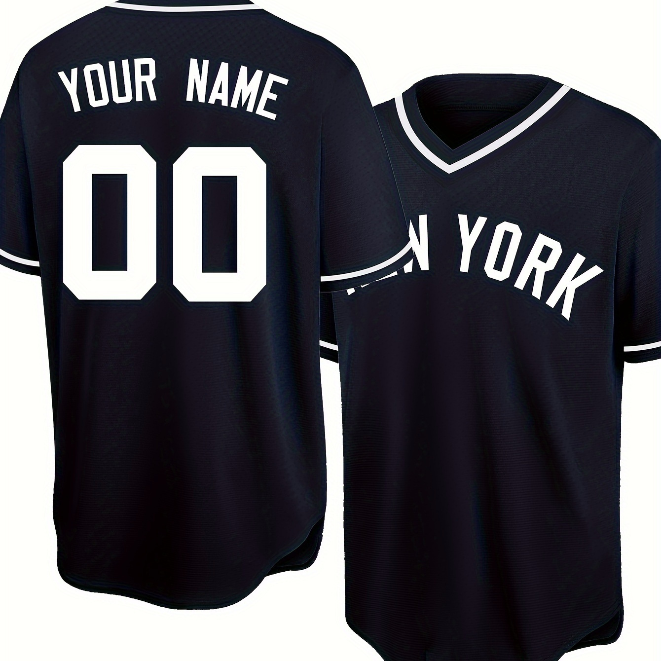 

Customized Name And Number Design, Men's Short Sleeve Breathable V-neck Baseball Jersey, Sports Shirt For Team Training