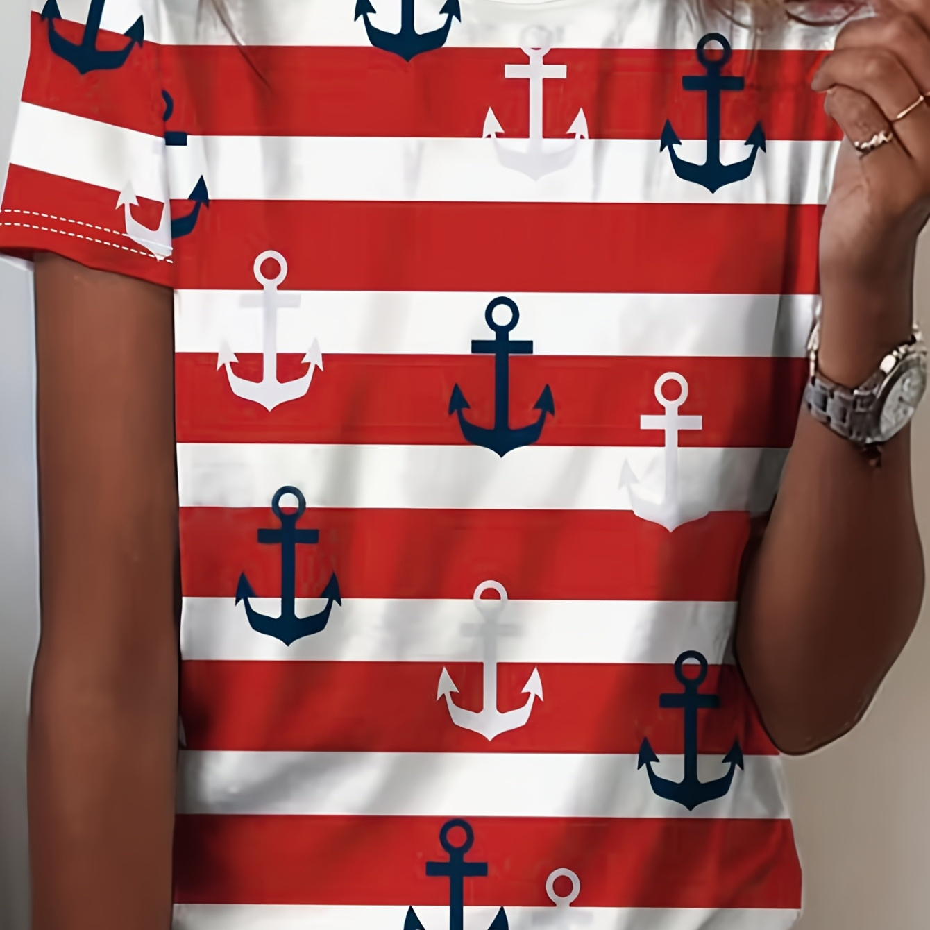 

Women's Striped Short-sleeved T-shirt Women's T-shirt