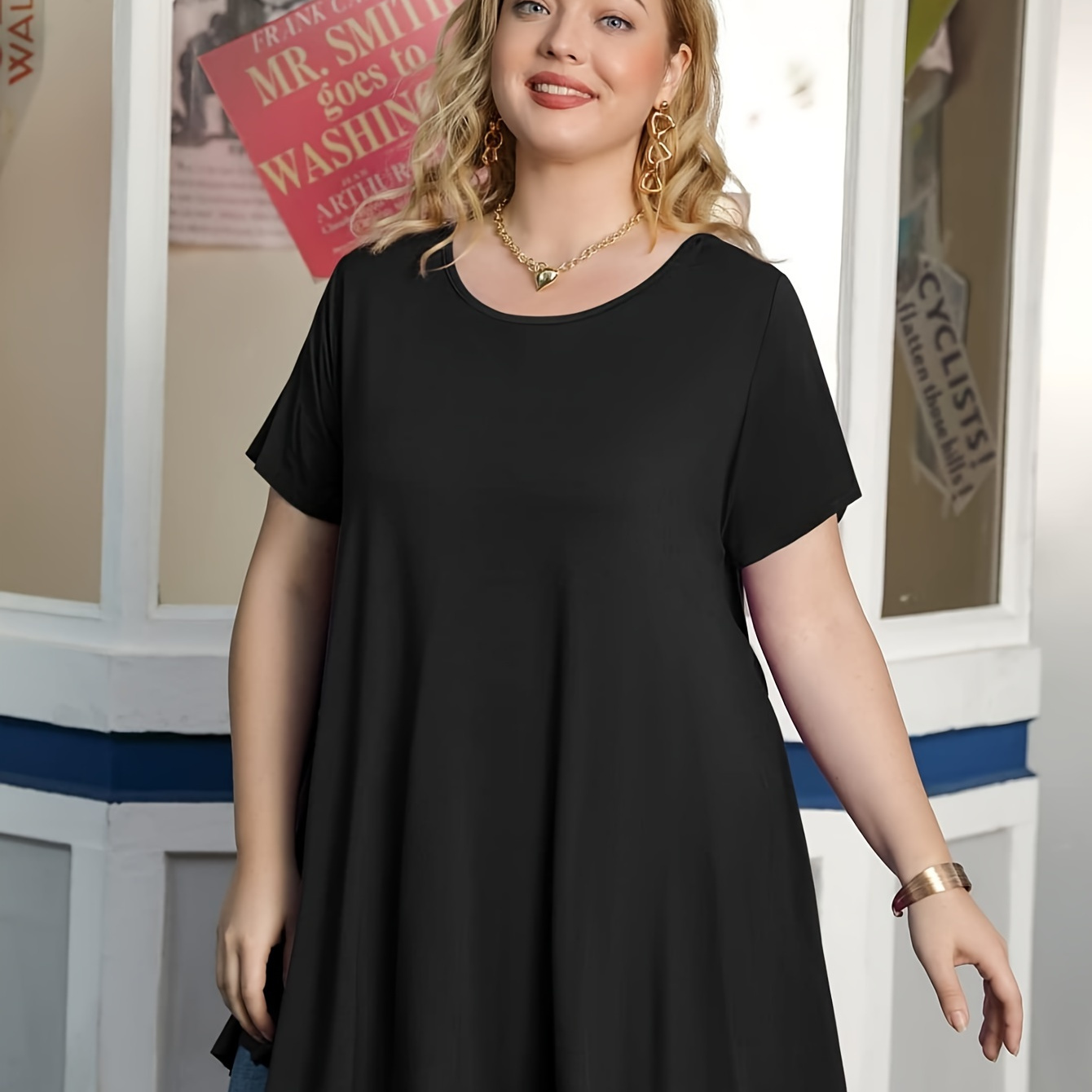

Casual Summer Woman's Plus Size Short Sleeve Round Neck Shirts