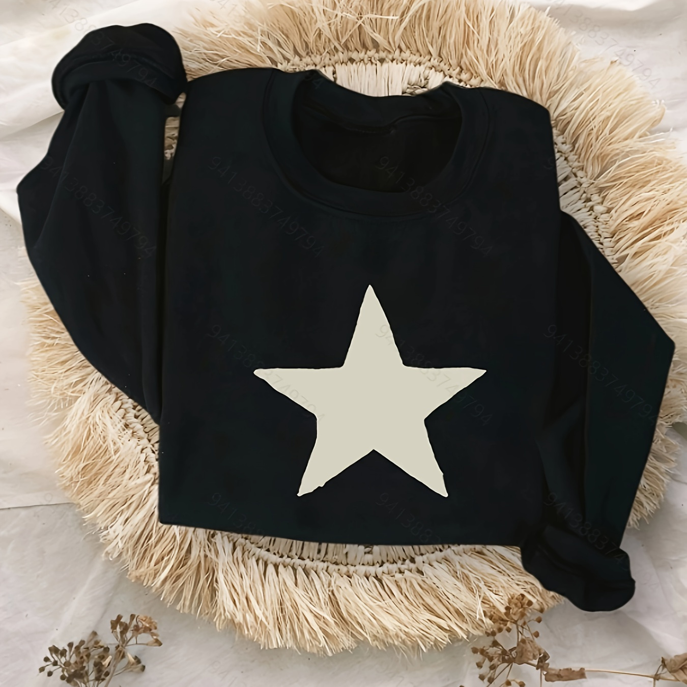 

Star Print Pullover Sweatshirt, Versatile Long Sleeve Crew Neck Sweatshirt, Women's Clothing