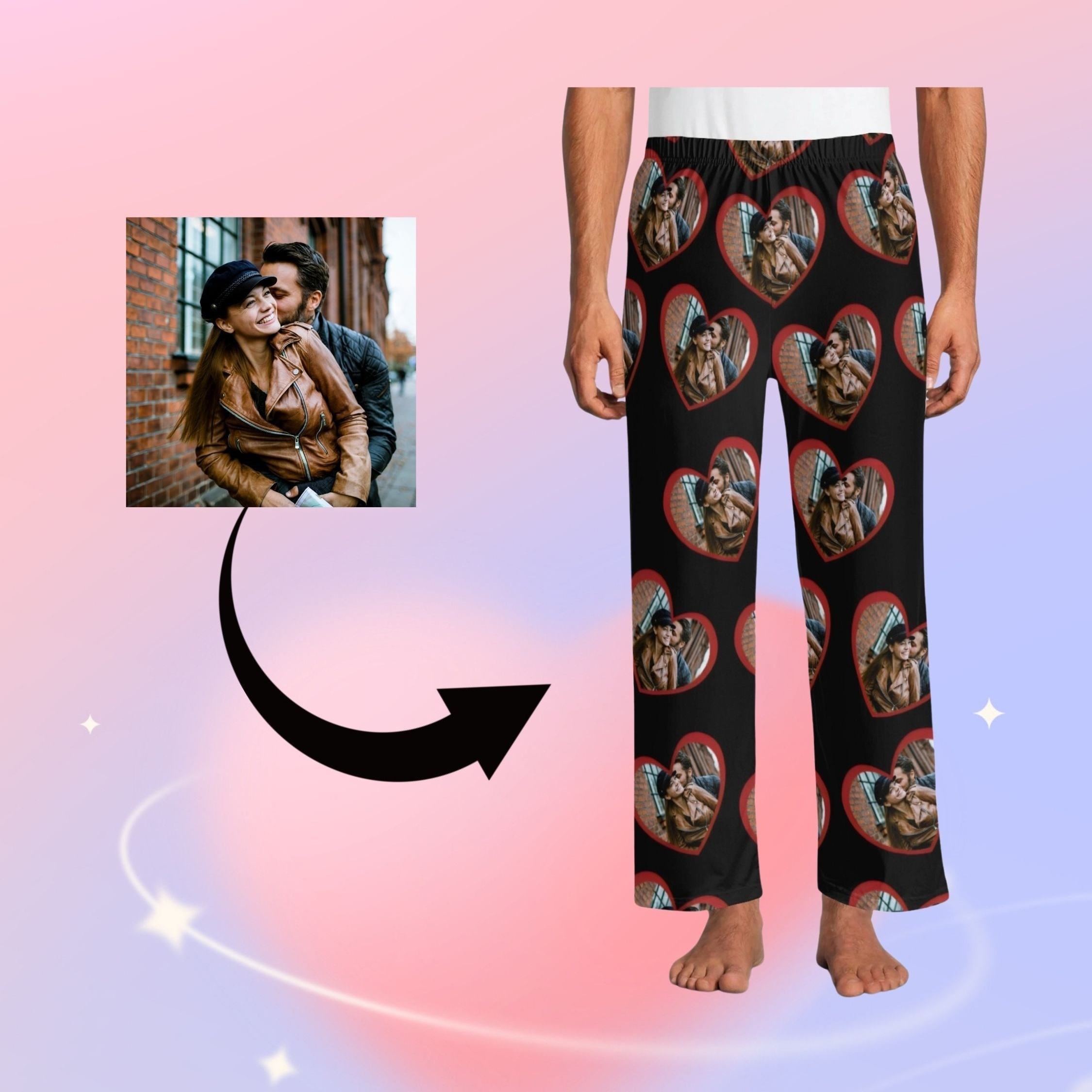 

Custom Photo Men' Pants - Personalized Portrait Print, Comfy Polyester , Stretch Fabric With Pockets, Machine Washable