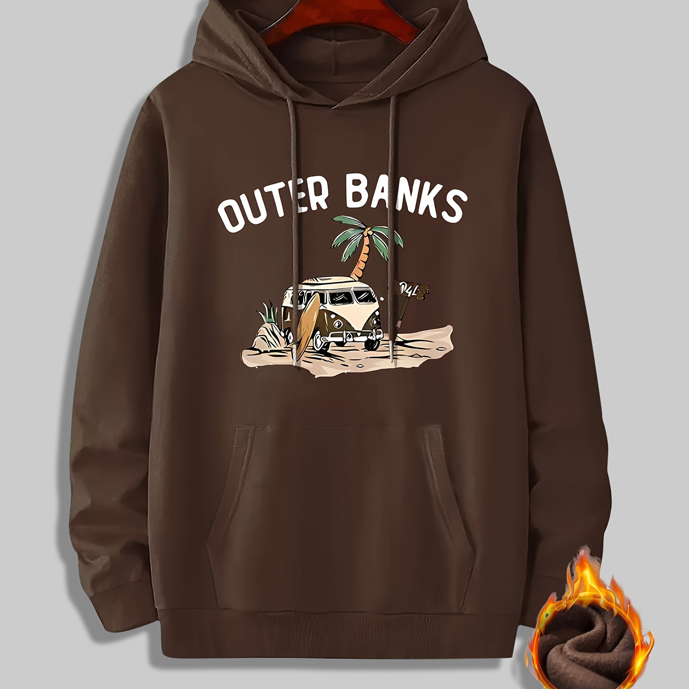 

Outer Banks Print Hoodies For Men, Graphic Hoodie With Kangaroo Pocket, Comfy Loose Trendy Hooded Pullover, Mens Clothing For Autumn Winter