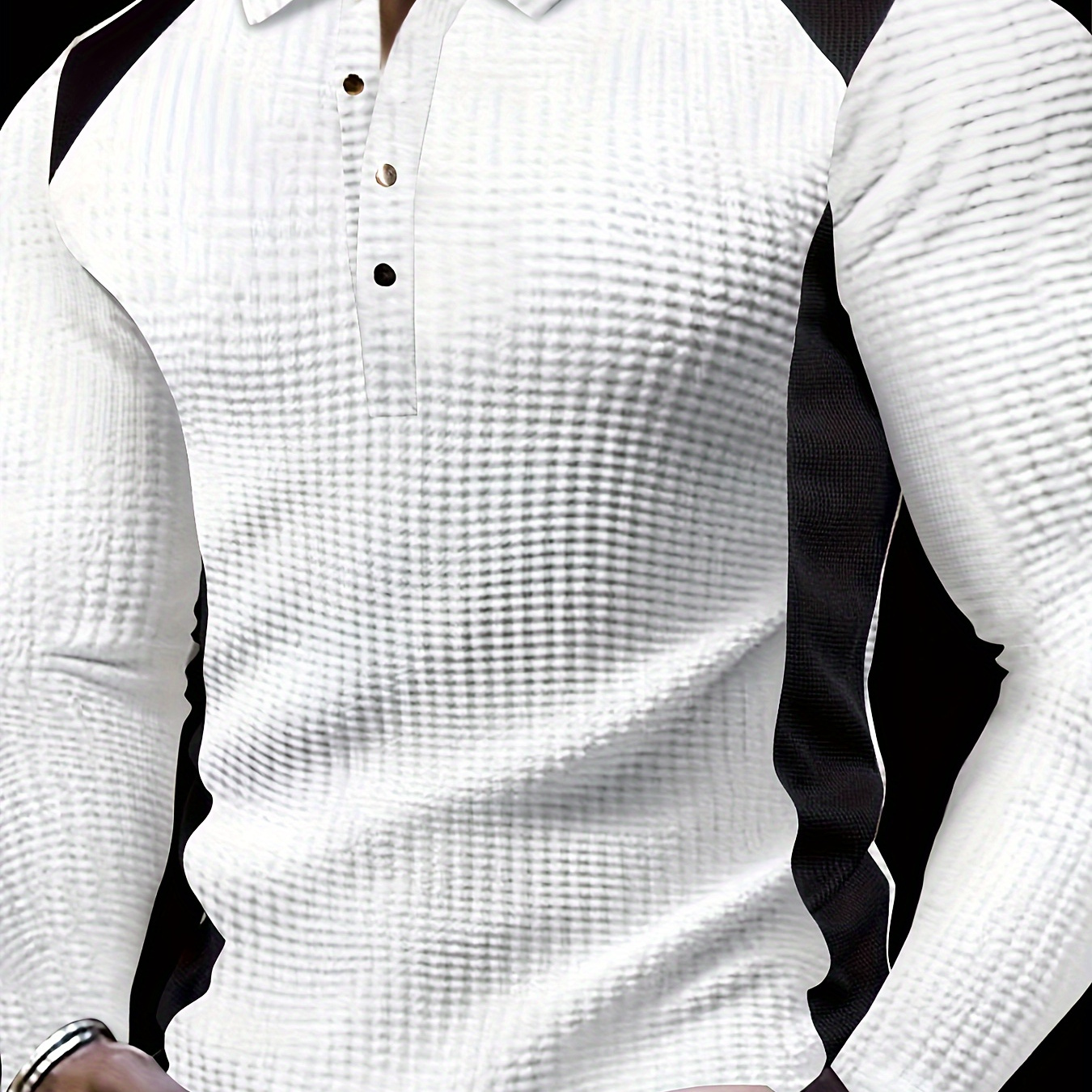 

Men's Casual Outdoor Polo Shirt With Fur Collar, Polyester Fabric, Long Sleeve, Button Closure, Regular Fit, Knitted Construction