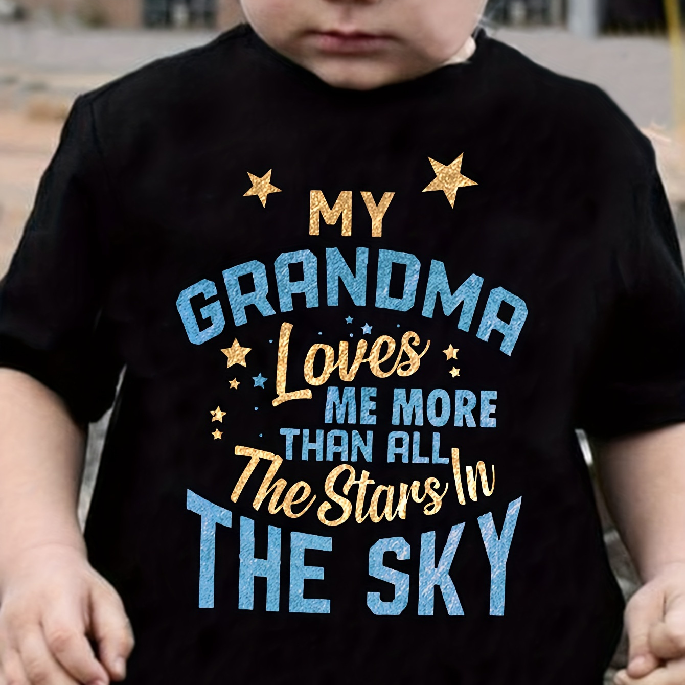 

Casual Comfy Boys' Summer Tops - Grandma Loves... Print Short Sleeve Crew Neck T-shirt - Trendy Casual Tee Tops Gift