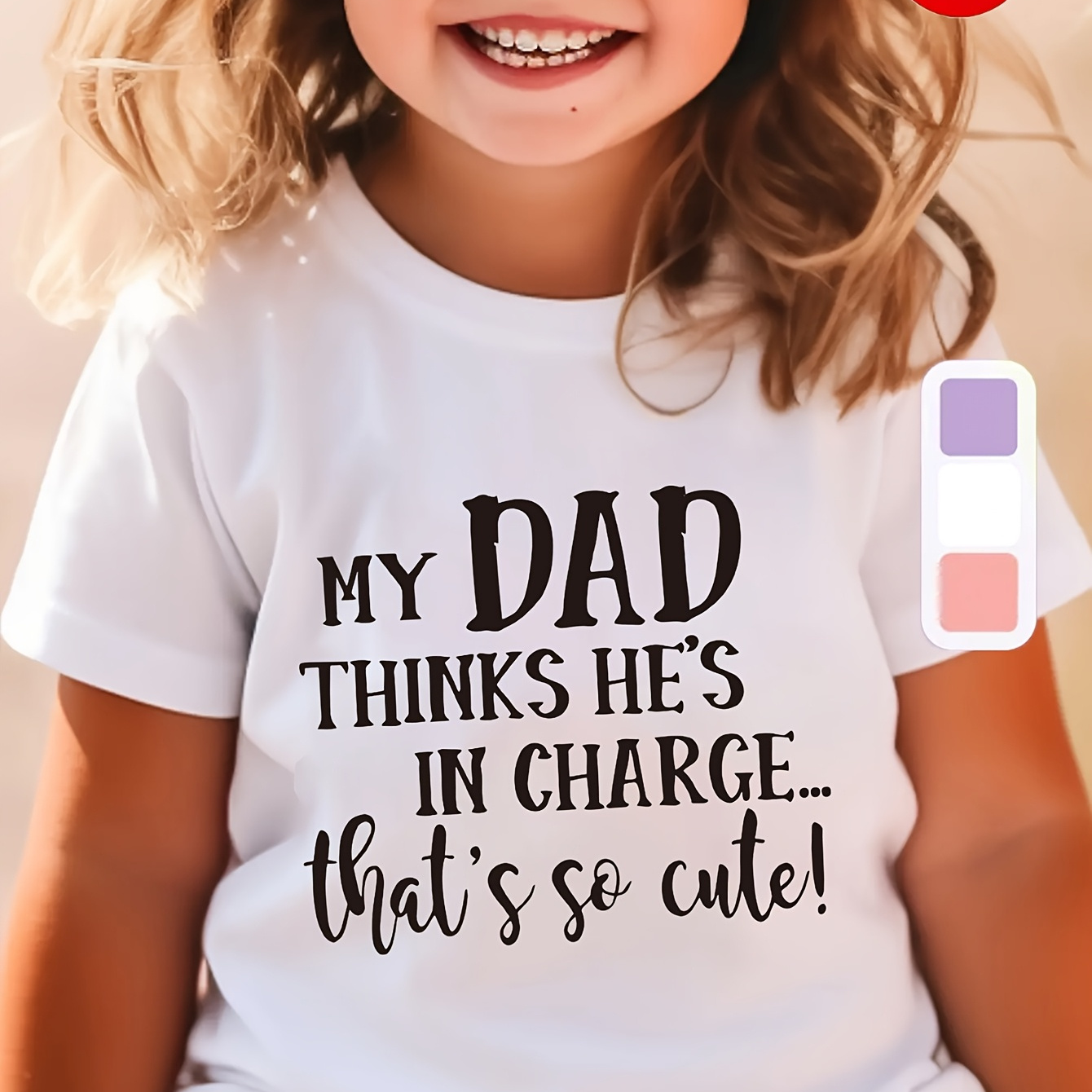 

He' Charge That ' Cute! " Print Cotton Short Sleeve T-shirt, Comfy Casual Tees For Girls Summer