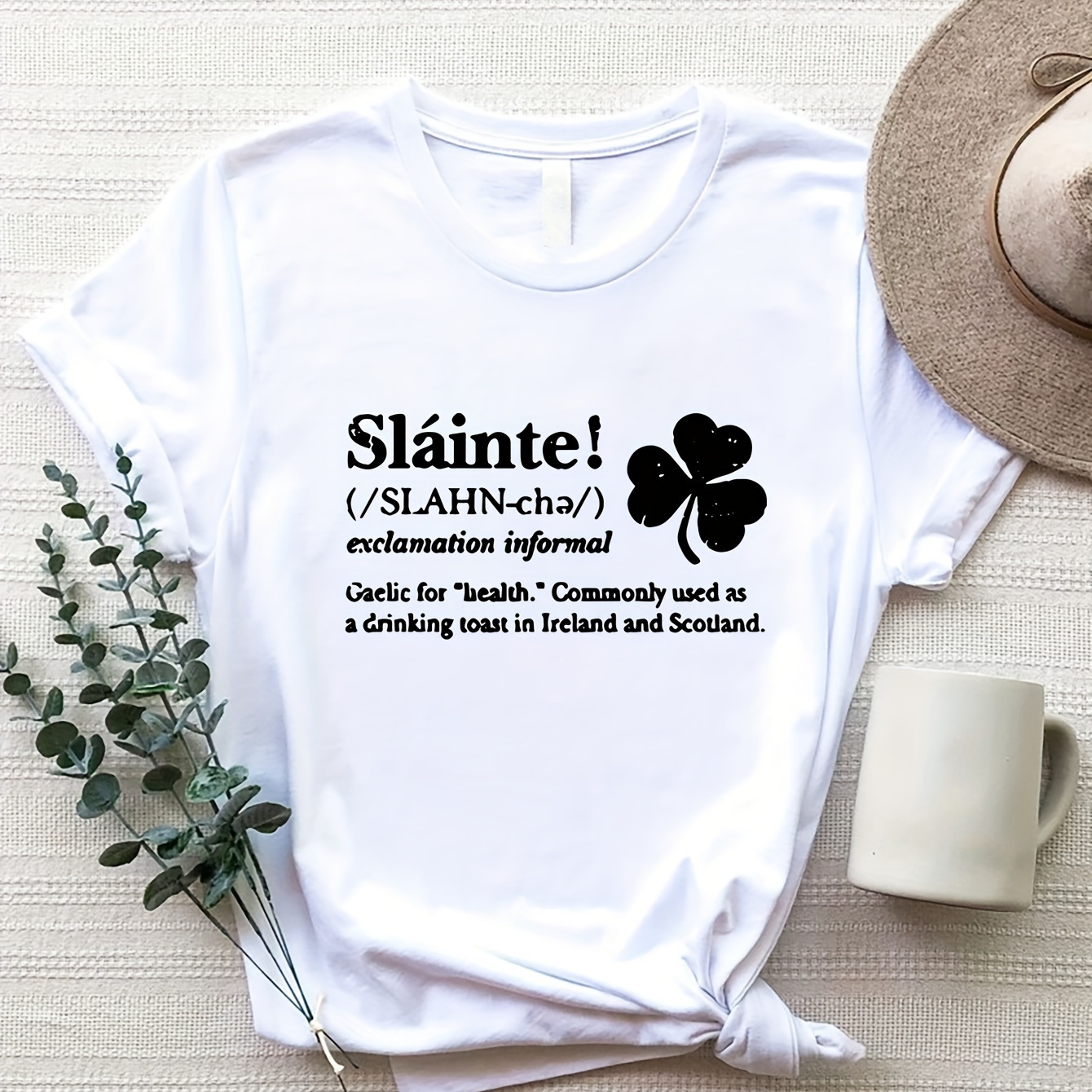 

St. Patrick's Day Letter Clover Print Casual Top Summer And Spring, Women's Clothing