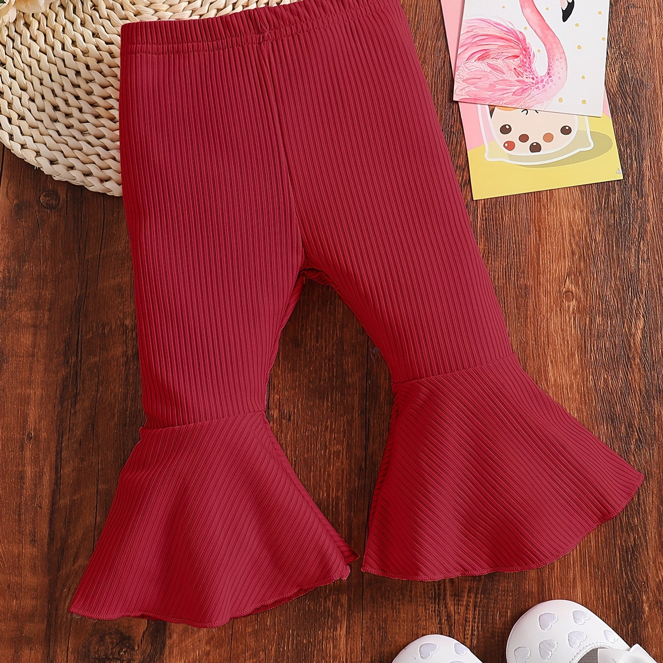 Baby Stylish Trousers, Toddler Girl Spring And Autumn Ribbed Fabric Flared Trousers