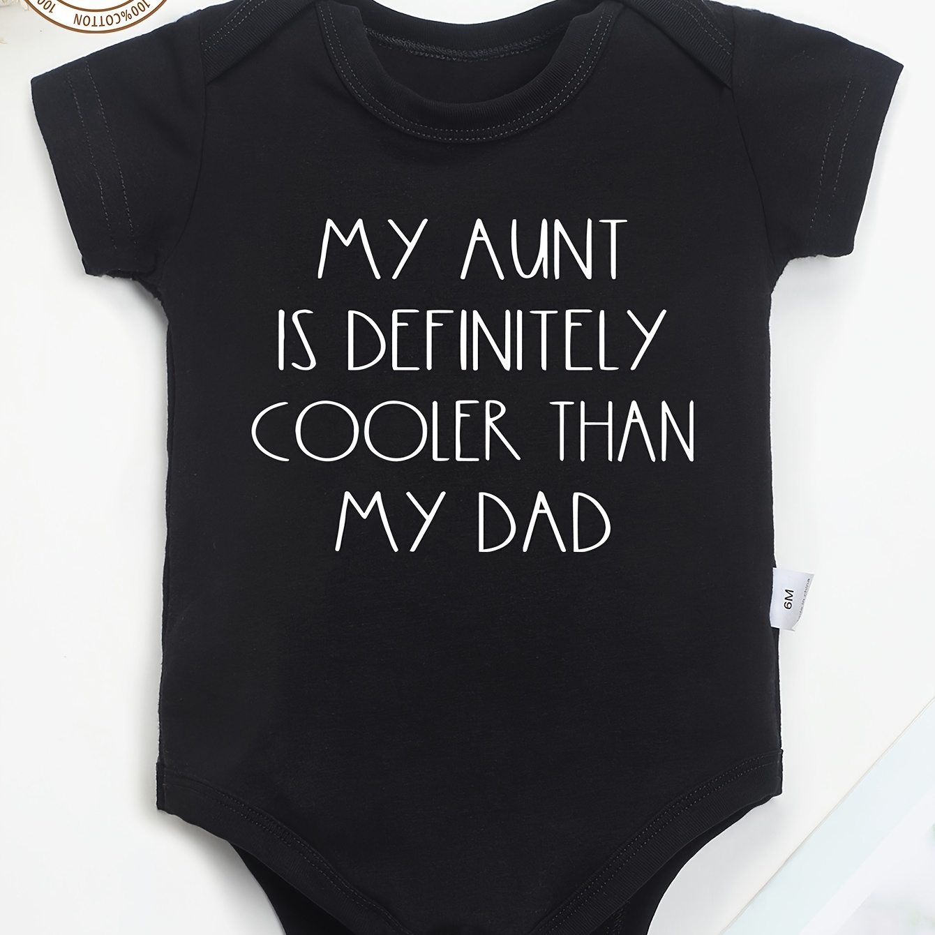 

100% Cotton Onesie - "my Aunt Is Cooler Than " Funny Letter Print, Soft & Comfortable Round Neck Onesie For , Machine Washable Summer Bodysuit, Outdoor