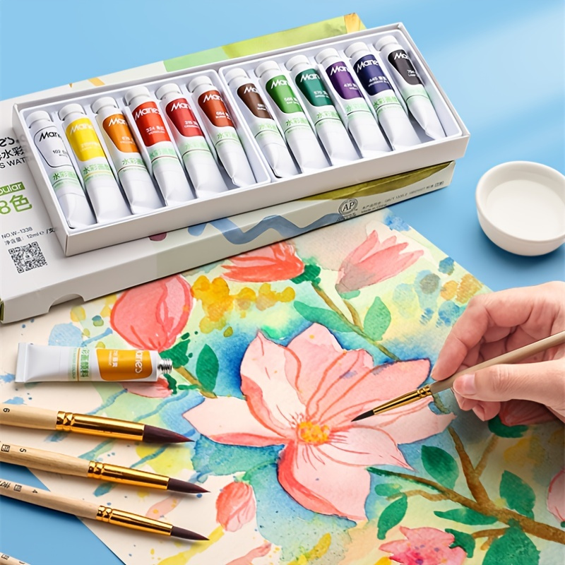  Watercolor Confections Paint Set, 12 Vivid Colors, Matte  Finish, with 1 Set of Paint Brushes and Black Permanent Marker, For  Professional Artists and Beginners (Tropicals) : Arts, Crafts & Sewing